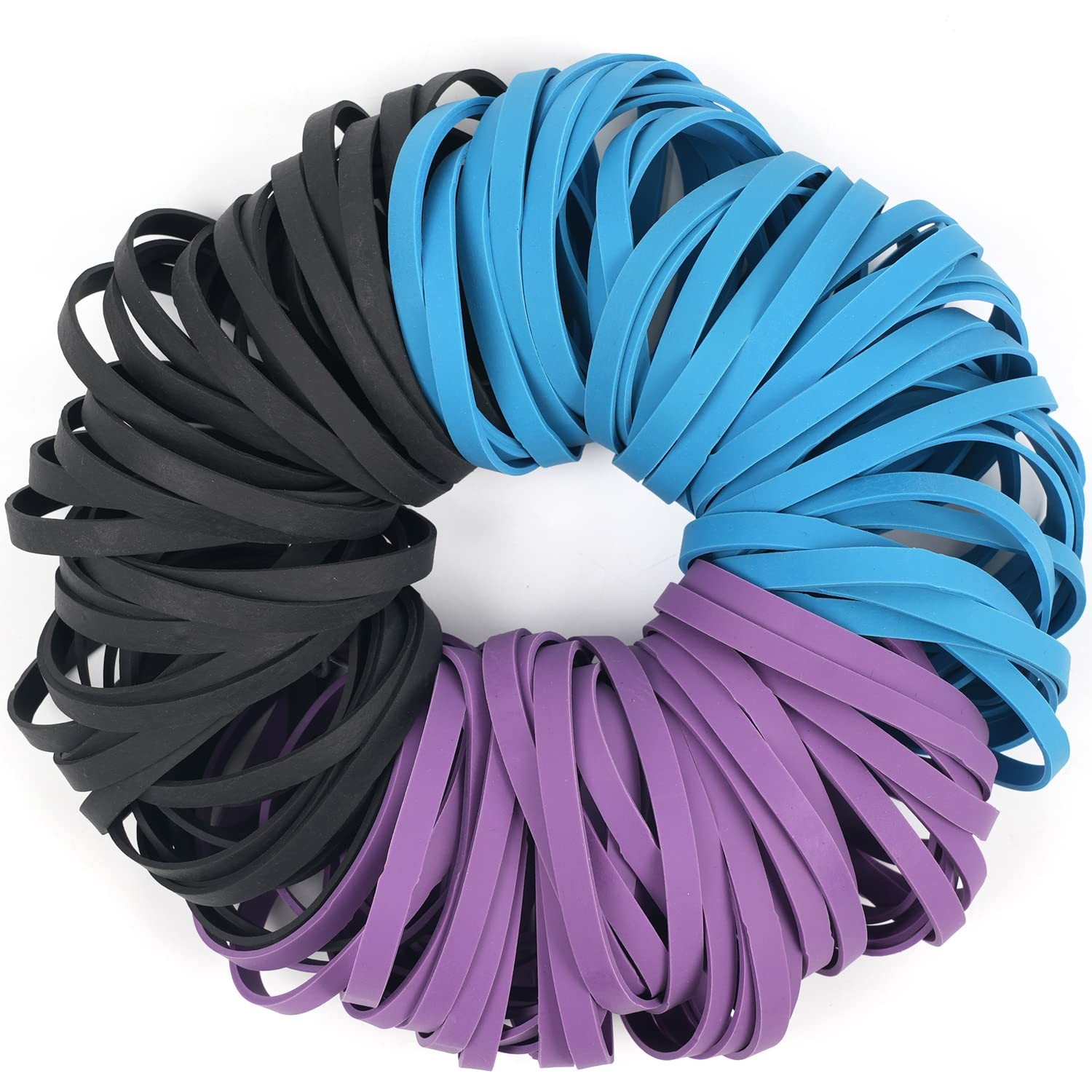AMUU Rubber Bands Size #64 227G/0.5 Lb Purple Blue Black Rubber Bands for Office