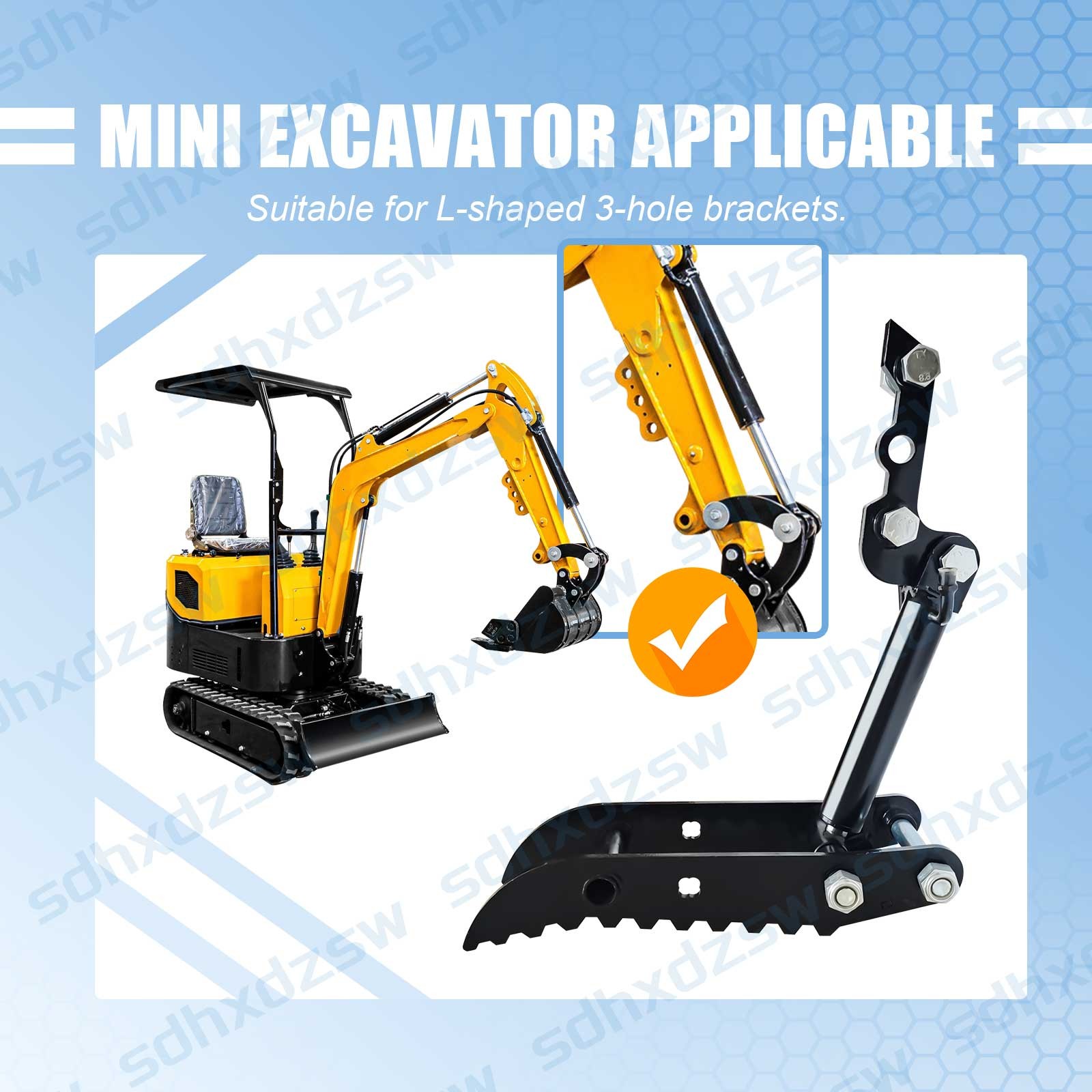 L-Shaped Bracket Hydraulic Thumb Clip For Mini Excavators Attachments 3-Holes