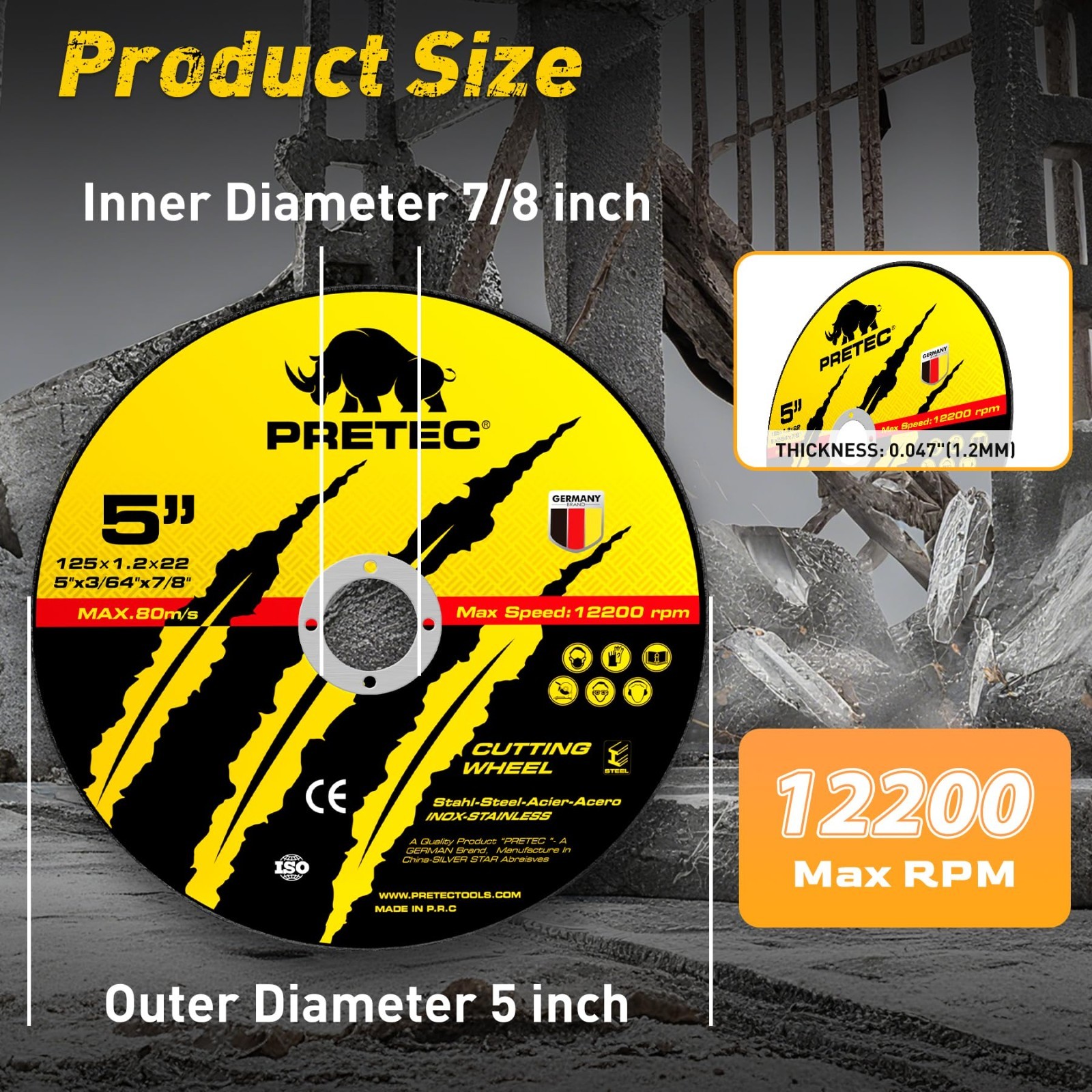55 Pack 5″ Cut Off Wheels Metal Stainless Angle Grinder Cutting Discs 7/8″ Arbor