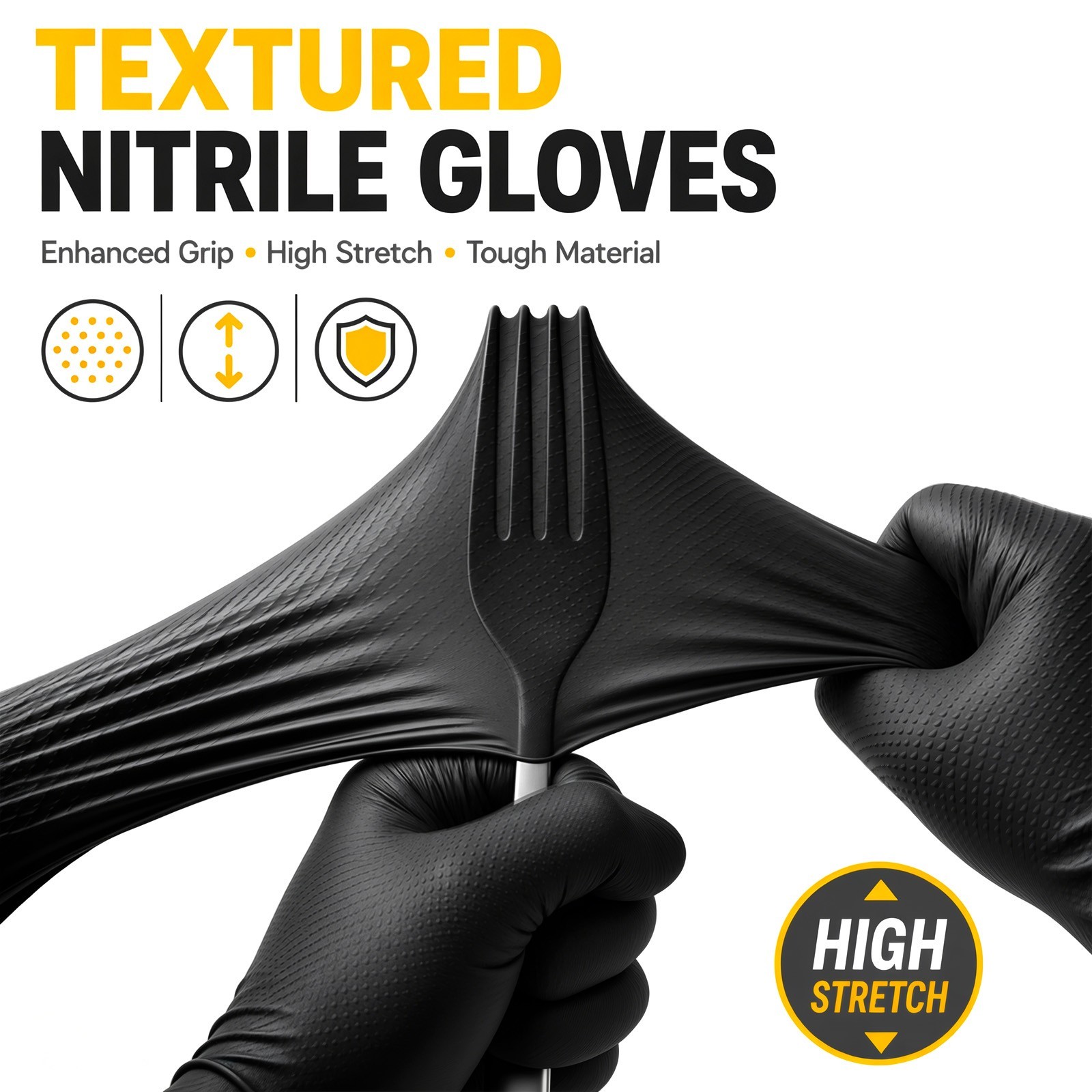 GP Craft Black Large Nitrile Gloves Diamond 8Mil Disposable Latex Free 1000/Case