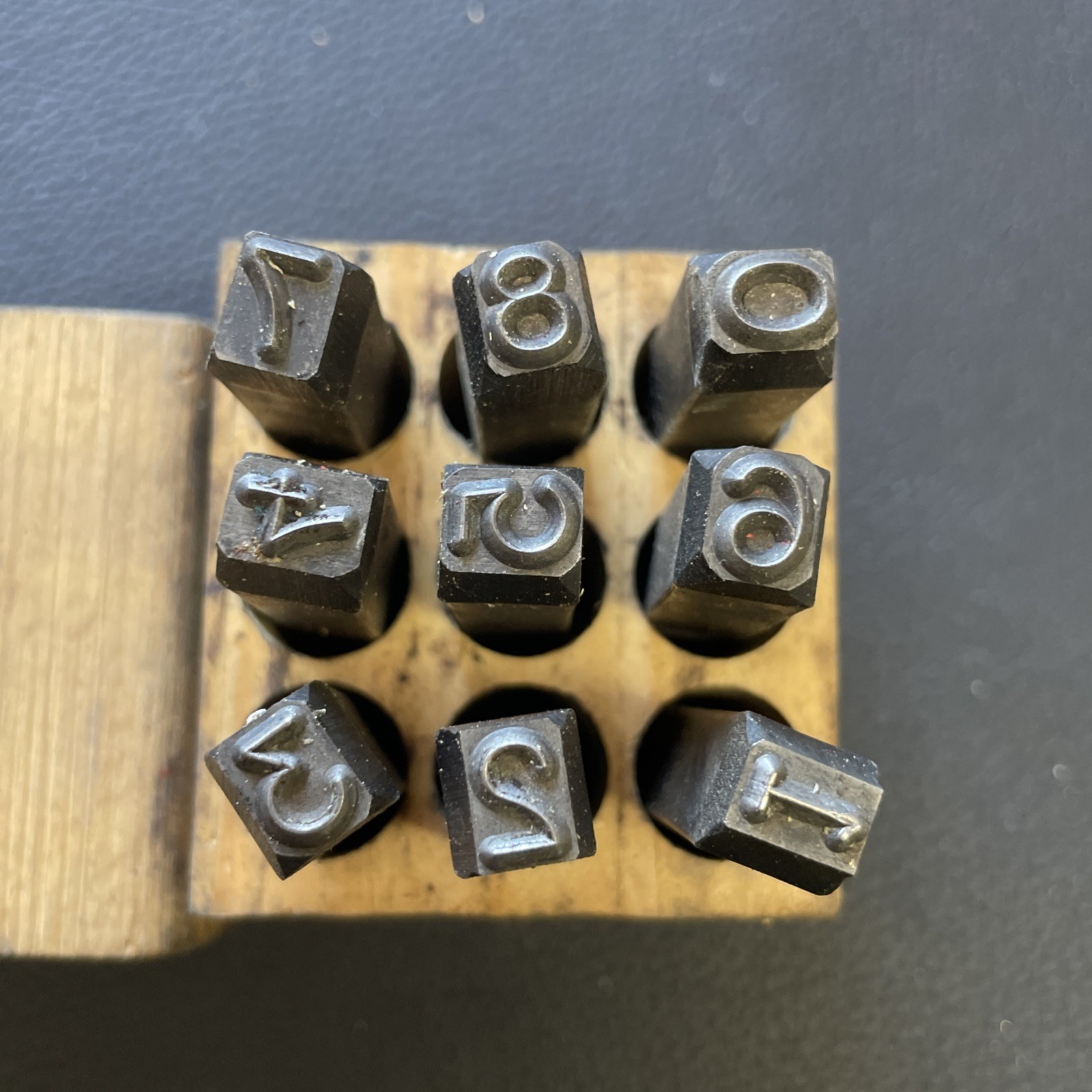 Vtg Young Bros 1/4 Inch 6.4mm Steel Stamps Numbers Numeral STAMP Set 9 Pcs 06091