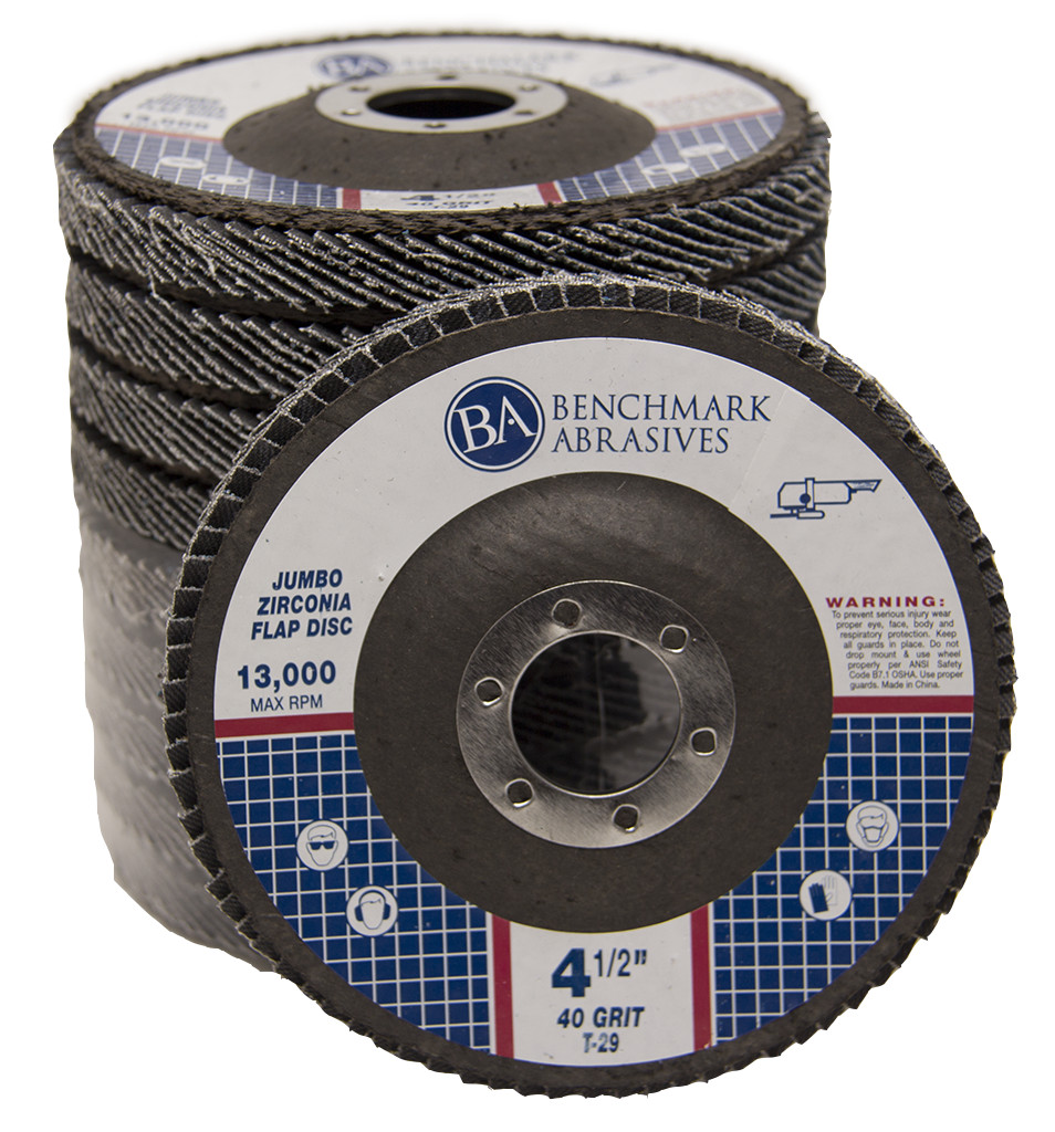 50 Pack 4.5” x 7/8″ Jumbo 40 Grit Zirconia Flap Disc Grinding Wheels T29