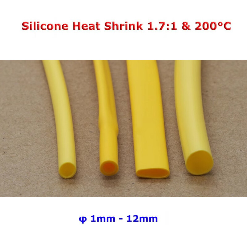 1.7:1 Flexible Silicone Heat Shrink Shrinkable Tube Tubing 1 Meter Yellow/Gray