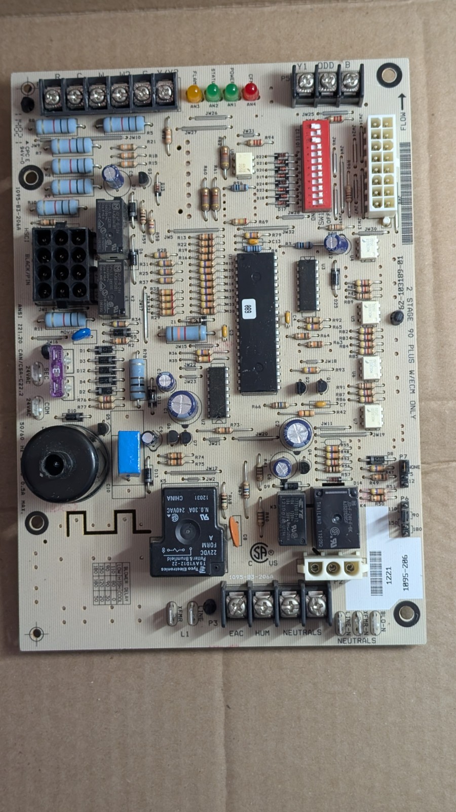 1095-206 Rheem Ruud Weather King 62-103189-01 Furnace Control Board Tested