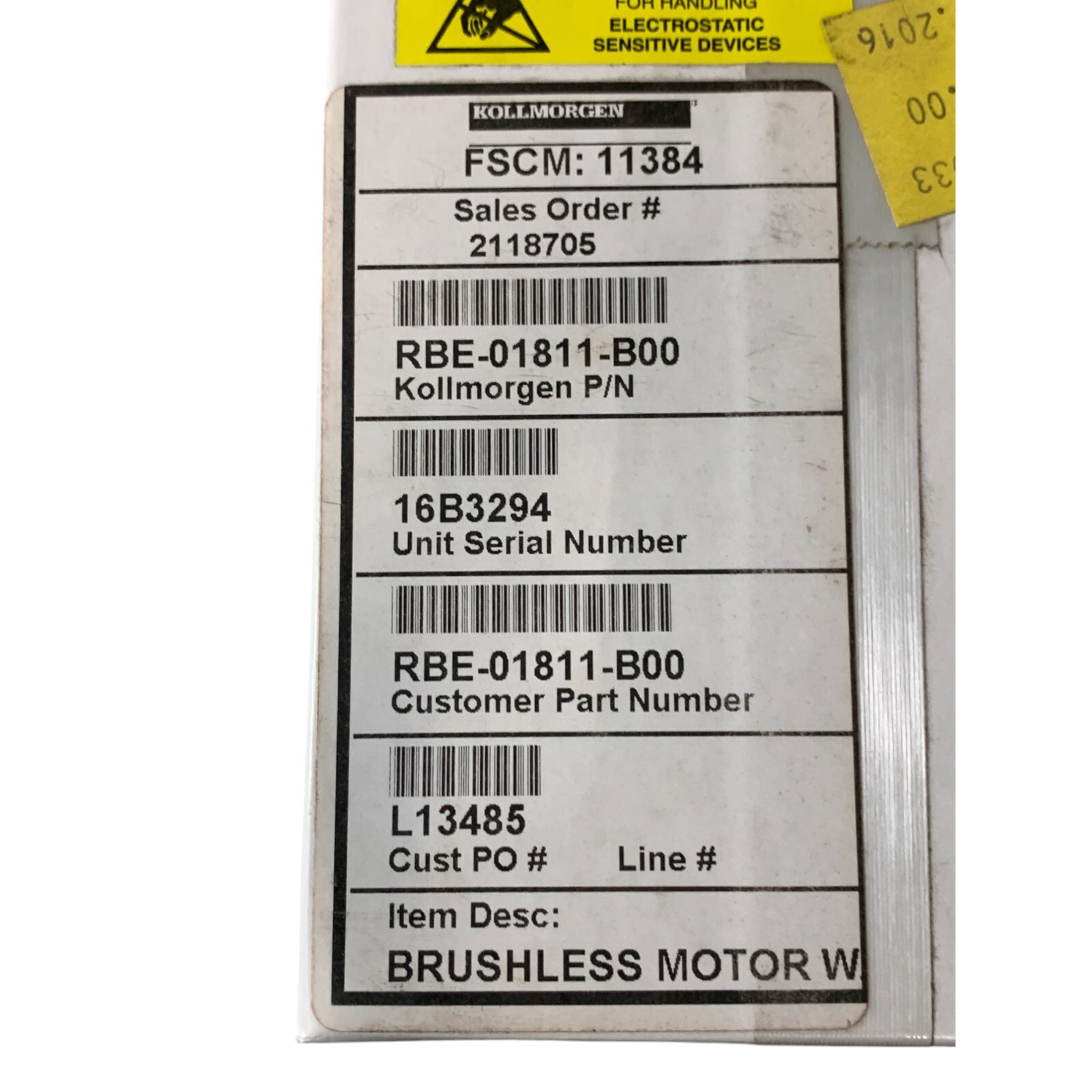 Kollmorgen RBE-01811-B00 Brushless Motor