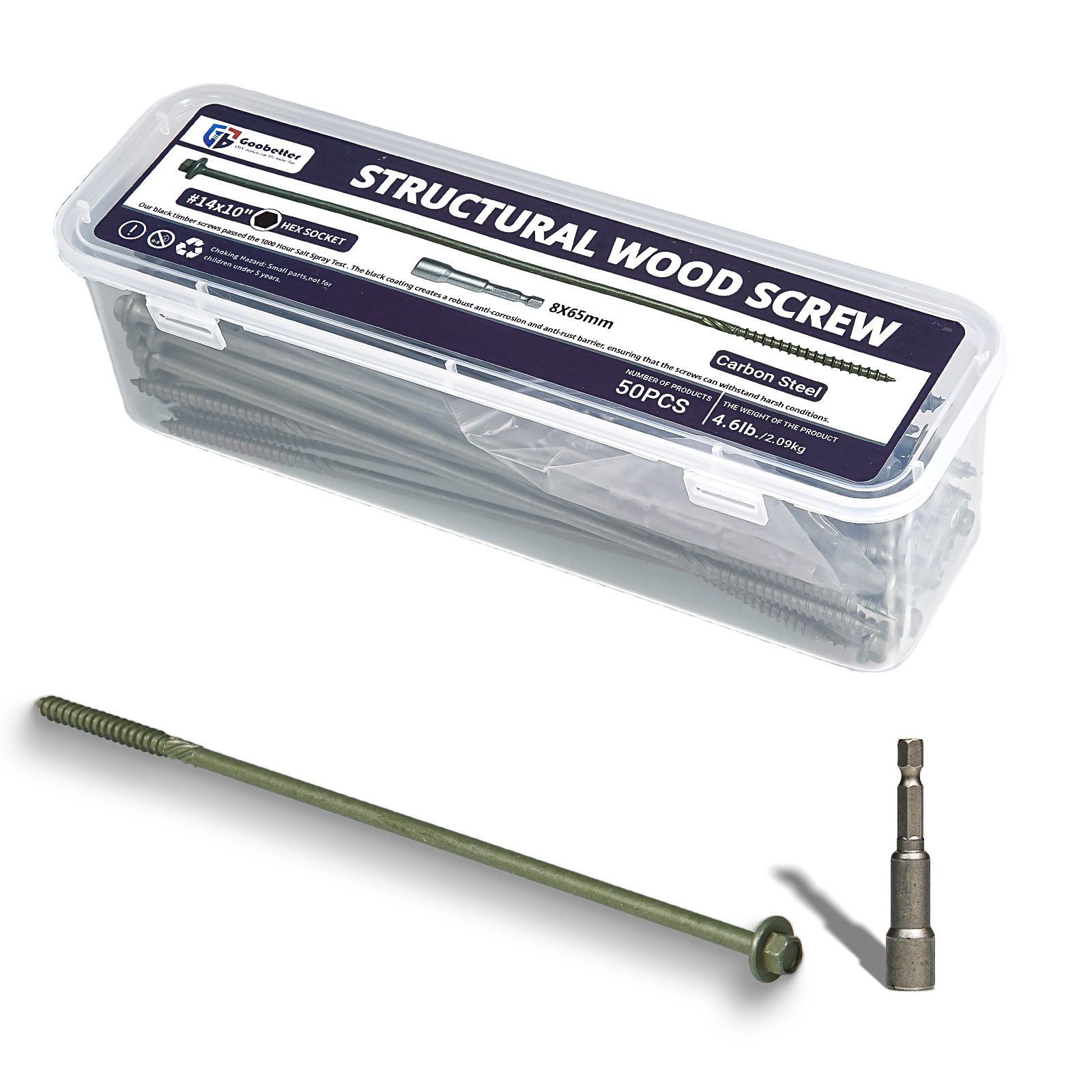 Heavy-Duty Green Timber Structural Wood Screws with Hex Socket 14*10″ Extra Long