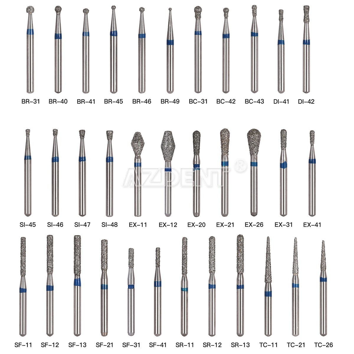 10Pcs Dental Diamond Burs FG Needle Taper TC-11EF Extra Fine Grit High Speed