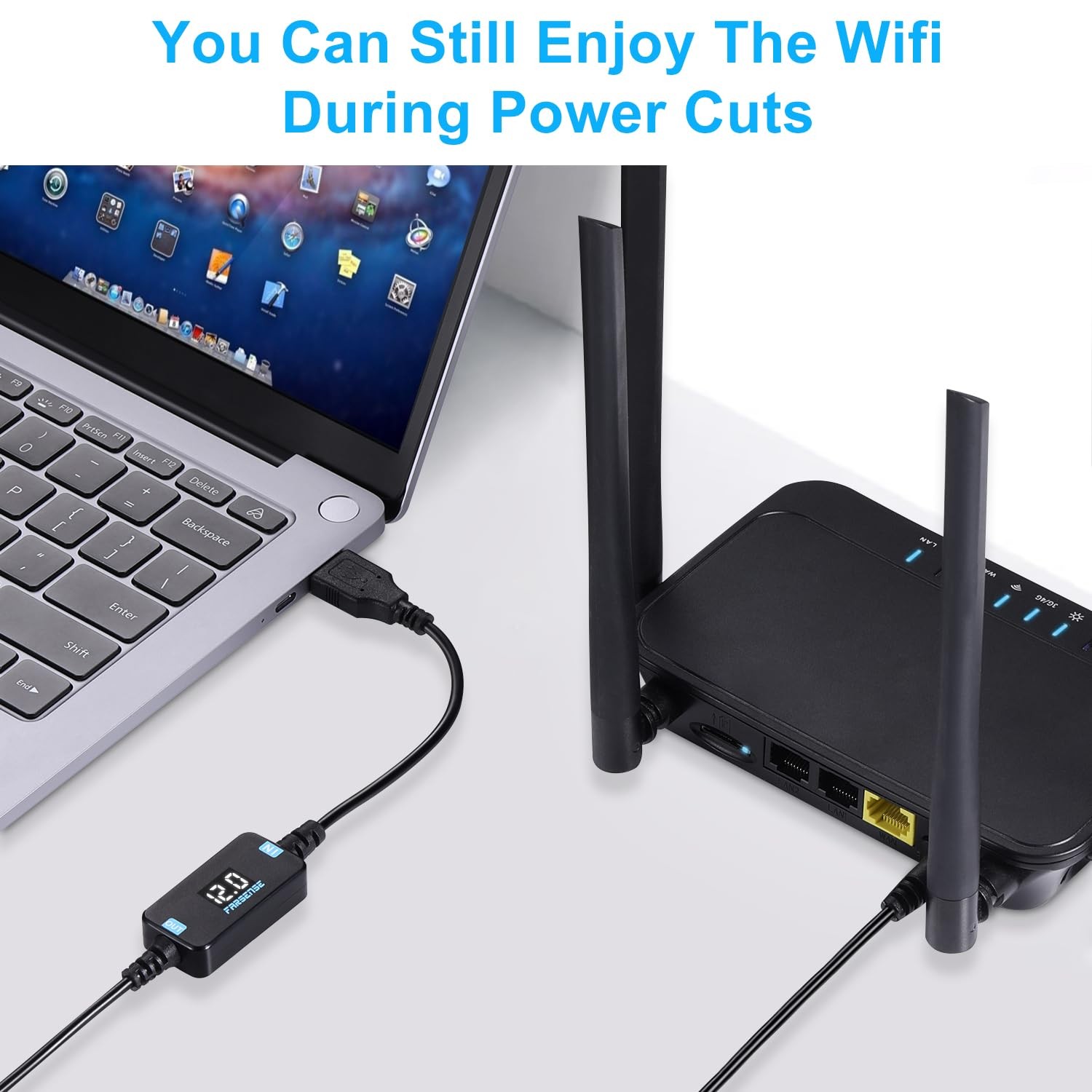 USB-C to DC 12V Step-Up Power Cable 3FT Voltage LED Display 5.5×2.5 & 3.5×1.35mm