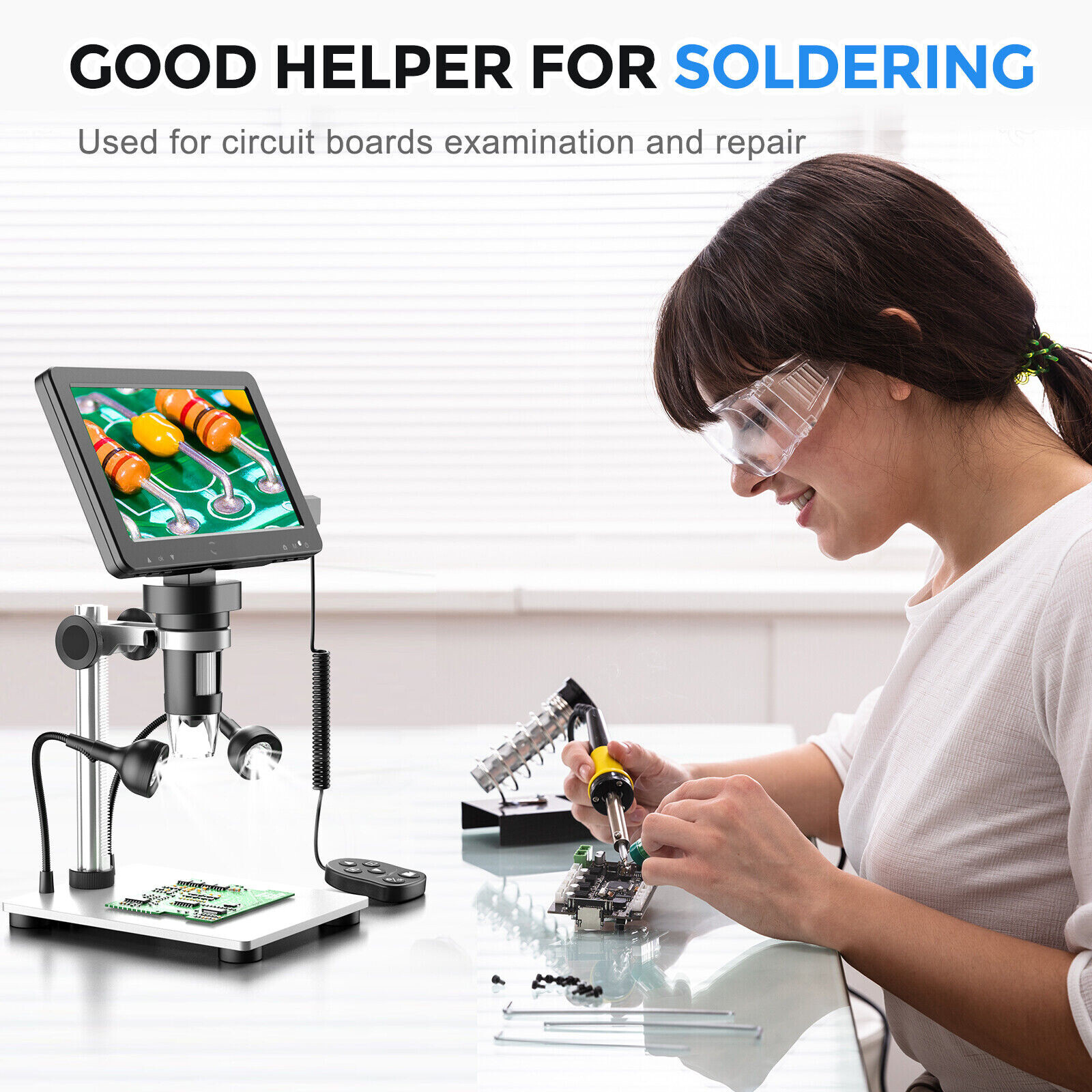 TOMLOV Digital Magnifier 1200X 7” Coin Microscope camera Soldering Microscope