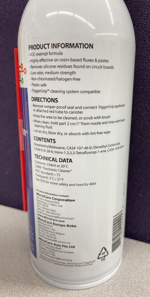 Microcare MCC-VOC10A Flux Remover, VOC-Free, UltraClean, 10 oz. Aerosol, 1 Can