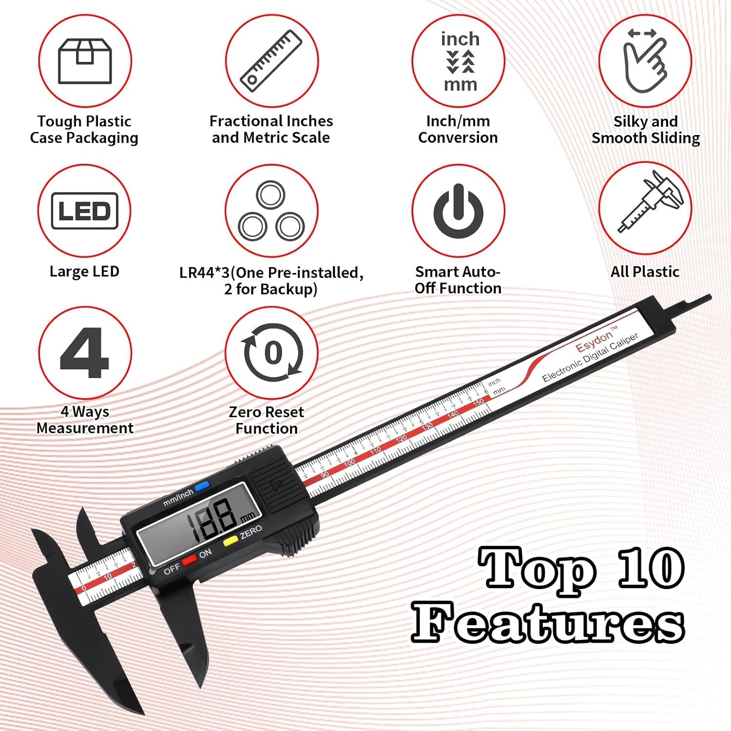 Upgraded 6 Inch Digital Caliper – Fast Measurement Modes & Tough Case Included