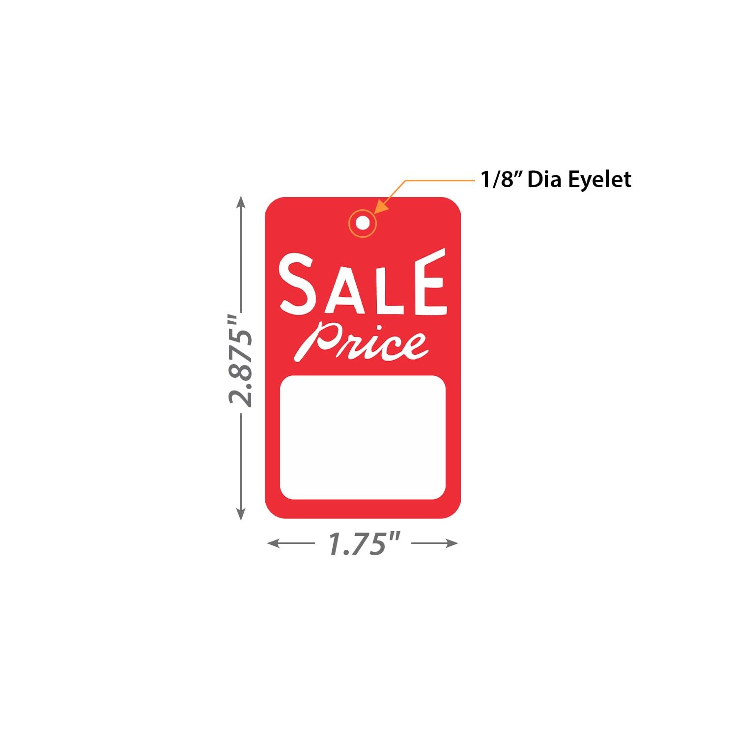 1000 Pack Sale Price Tags Unstrung 1.75×2.875 Inch Red White Retail Supply