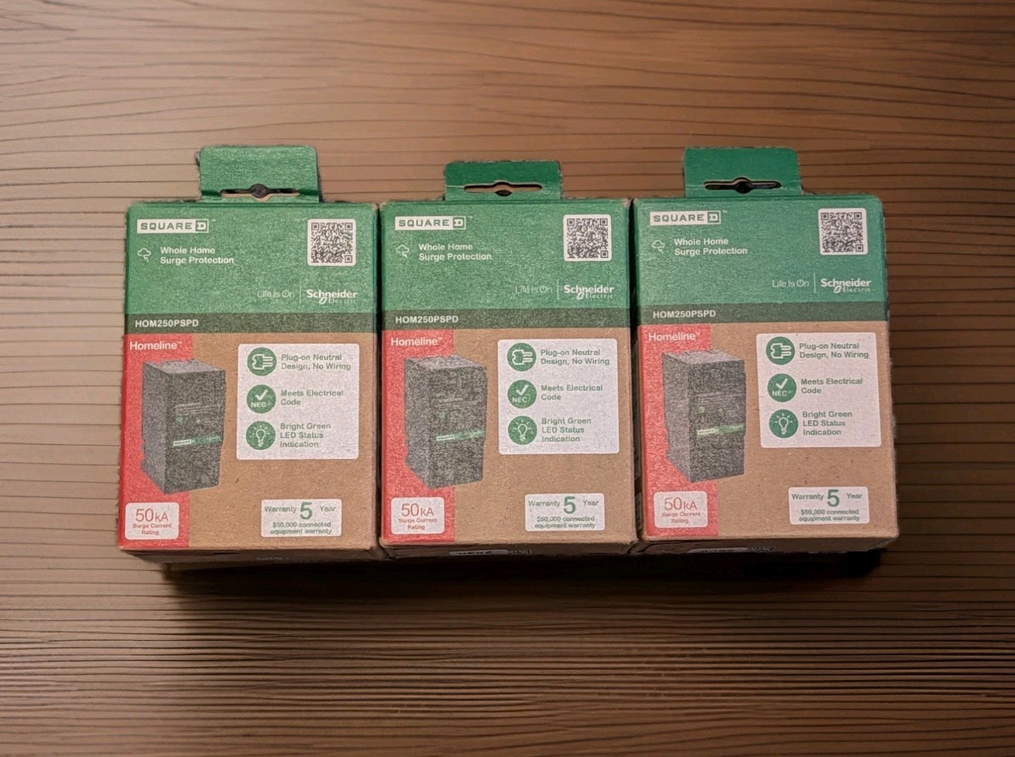 LOT OF 3 Square D HOM250PSPD Homeline Whole Home Surge Protector Device 120/240V