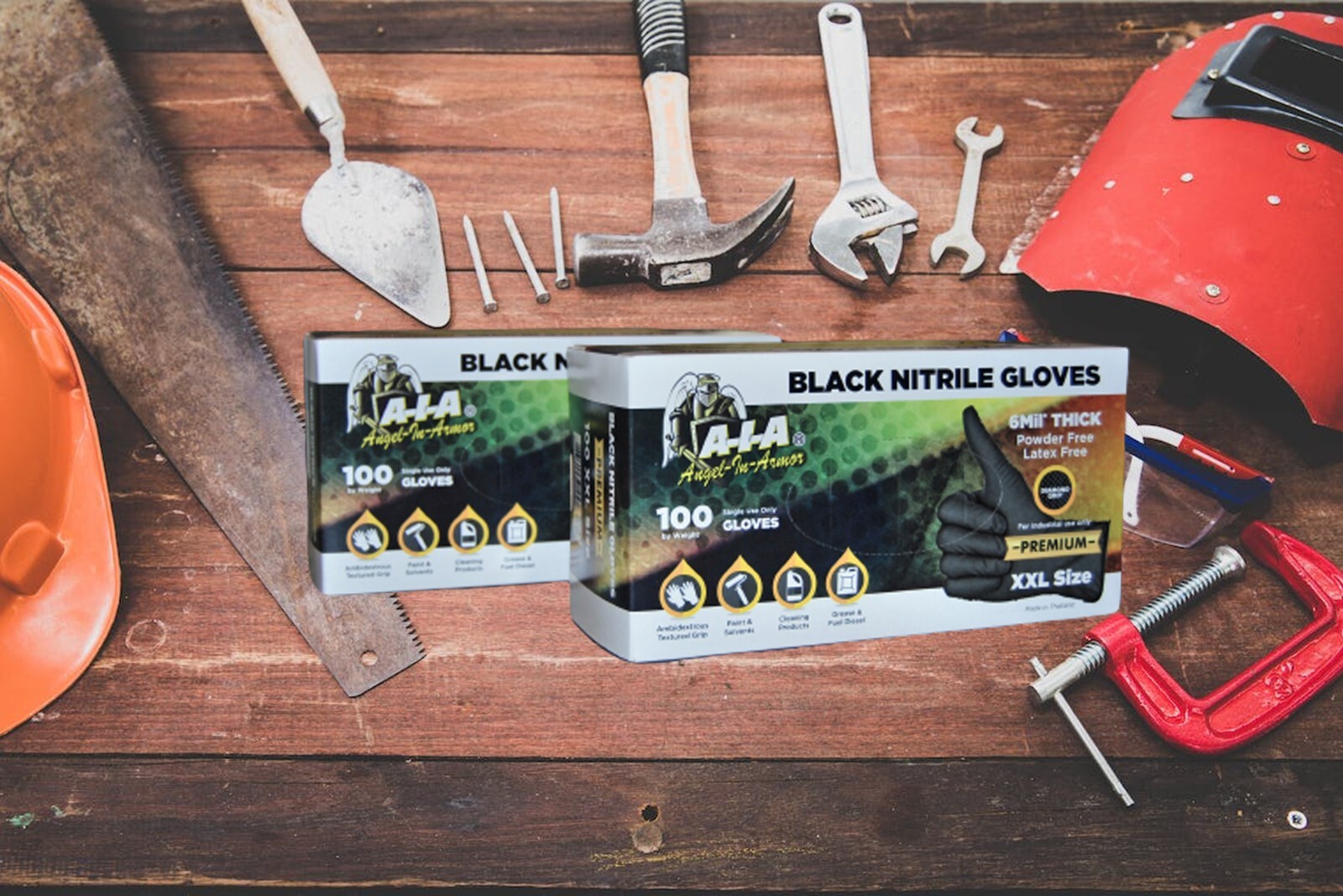 6 MIL BLACK NITRILE GLOVES WITH RAISED DIAMOND TEXTURE, HEAVY DUTY BOX OF 200