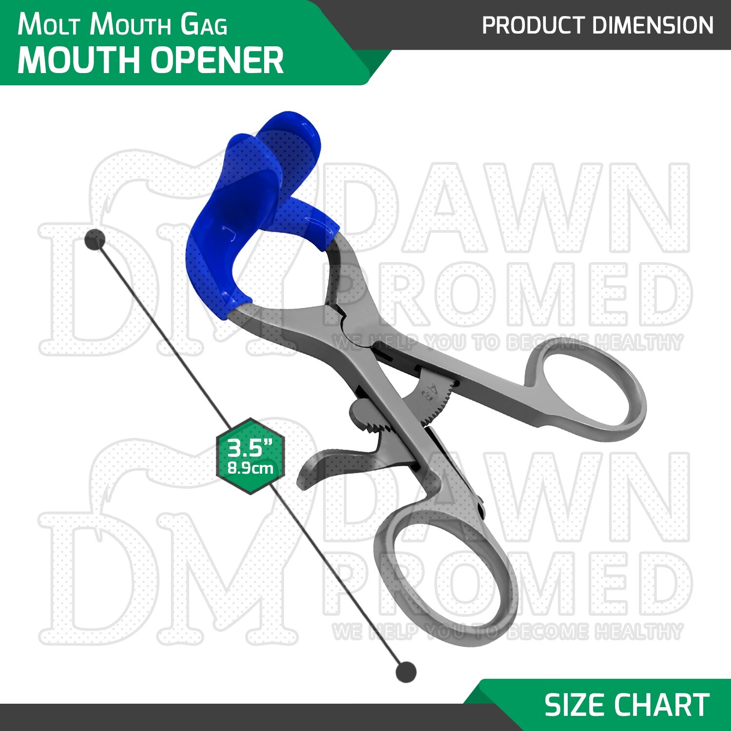 Molt Mouth Gag 3.5″ Blue PVC Mouth Opener Dental Oral & Maxillofacial Instrument
