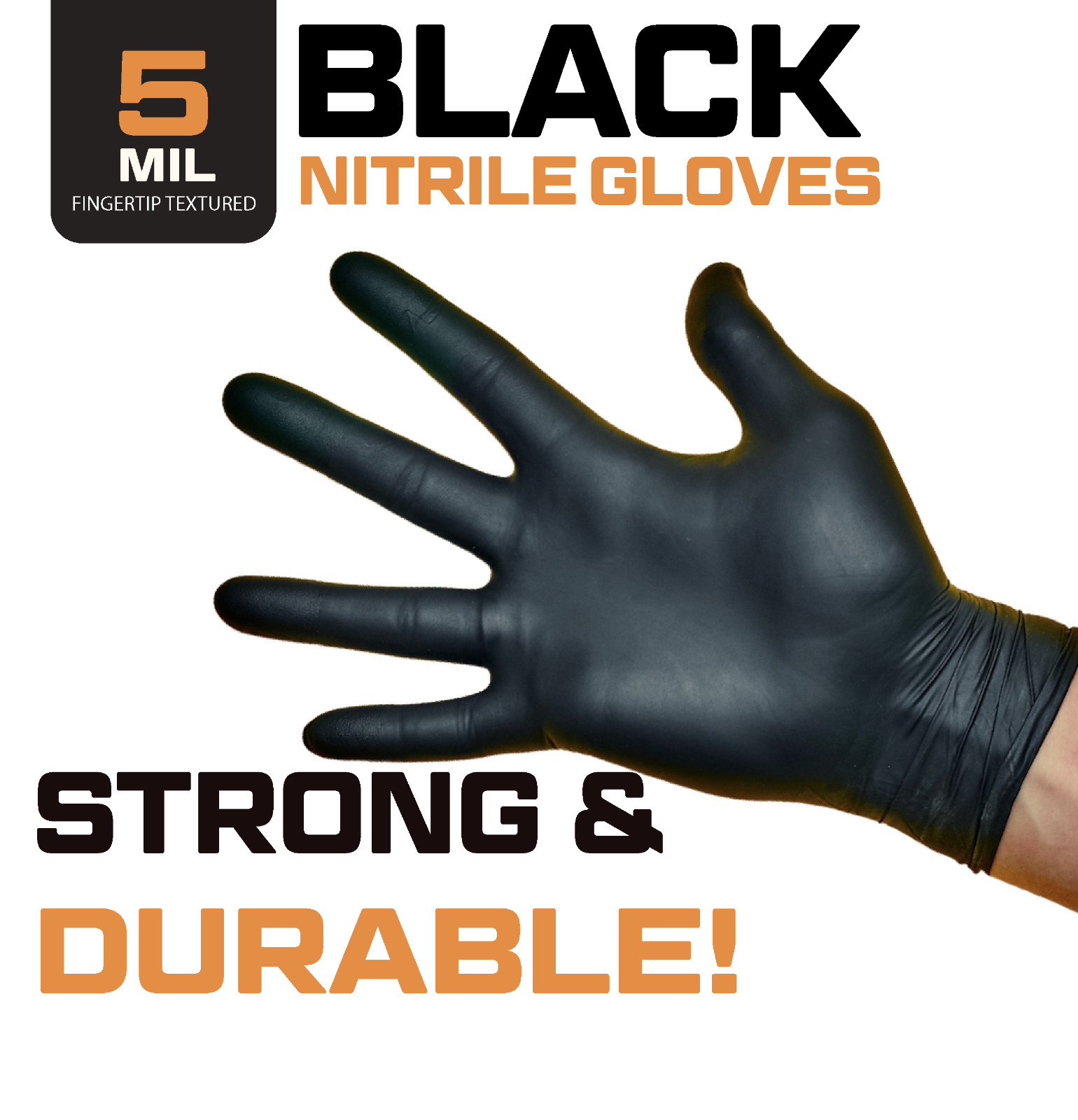 HydroGlove 6 MIL Black Nitrile Exam Gloves | Case of 1000 | Medical & Food Grade