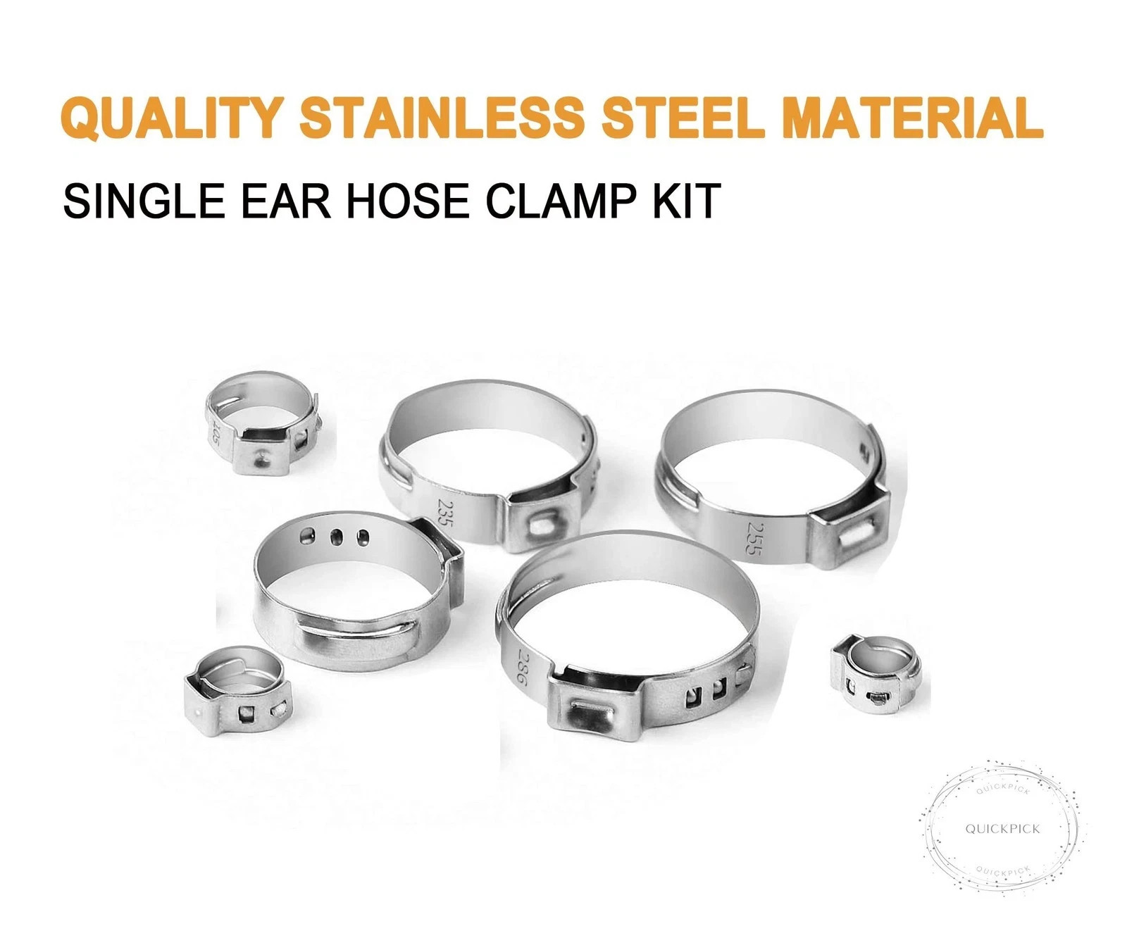 Single Ear Hose Clamps, Oetiker Clamps, 92Pcs(6.0mm-22.6mm) Crimp Pipe Clamps