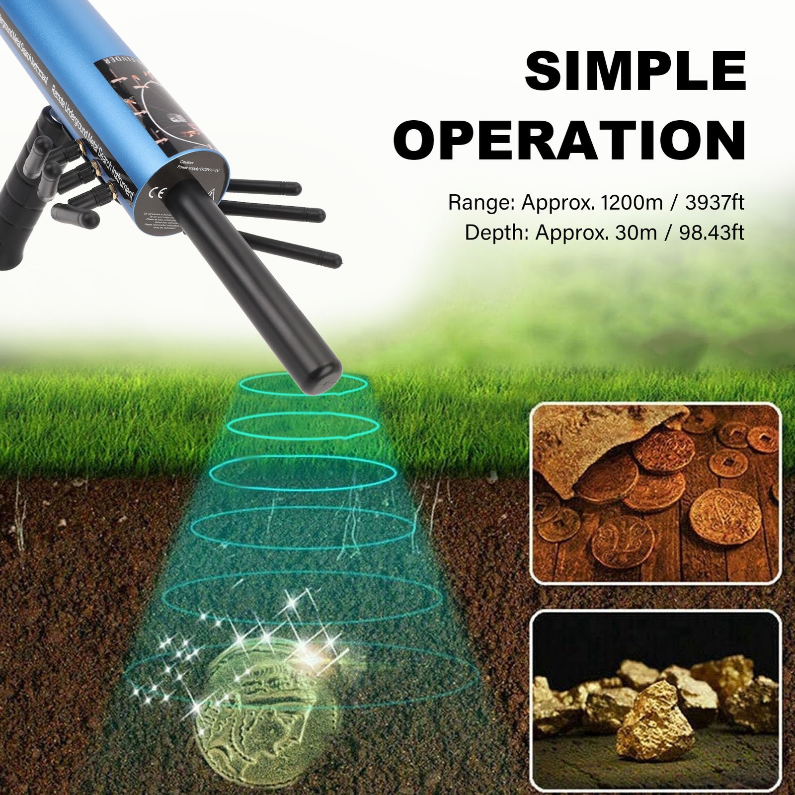 Metal Detector Stable Performance Gold Silver Copper Stone Detector with Transm
