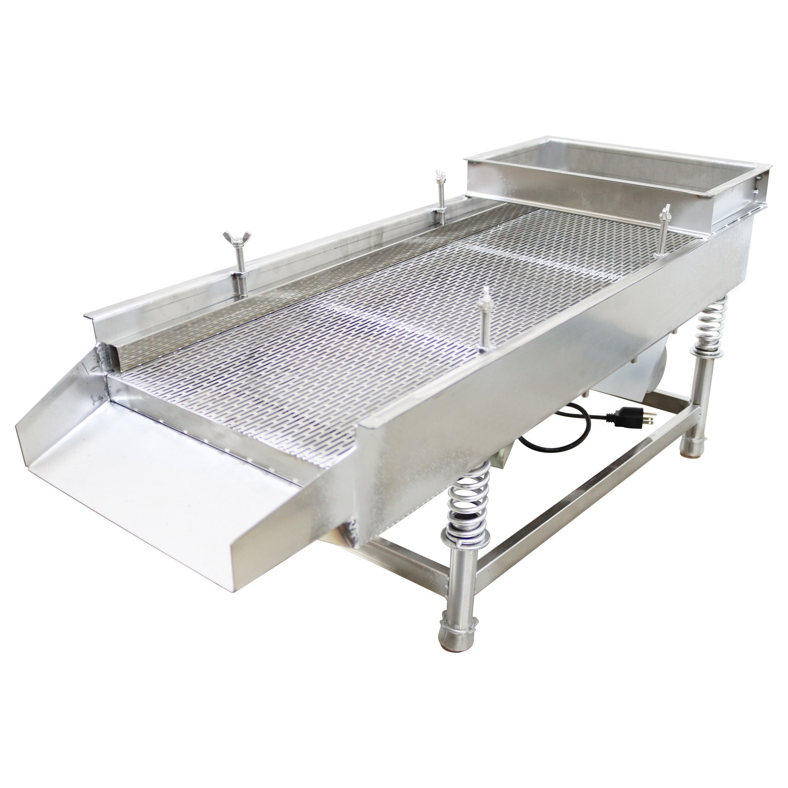 Stainless Steel Straight Linear Vibrating Screen 3x20mm Long Strip Holes Shaker