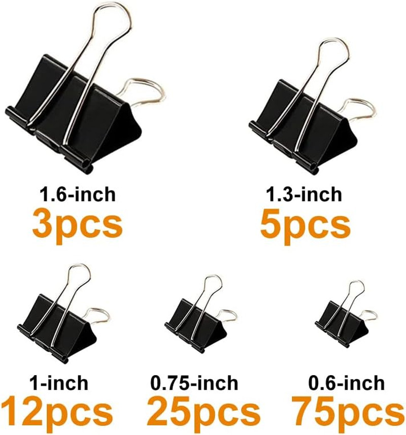 Otylzto 120Pcs Binder Clips Assorted Size, Office Clips with Clear Storage Conta