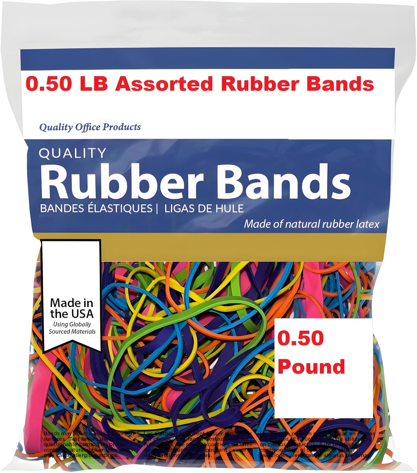Rubber Bands Assorted Sizes 0.5 lb Bag – Strong Elastic Bands for Home, Offic…
