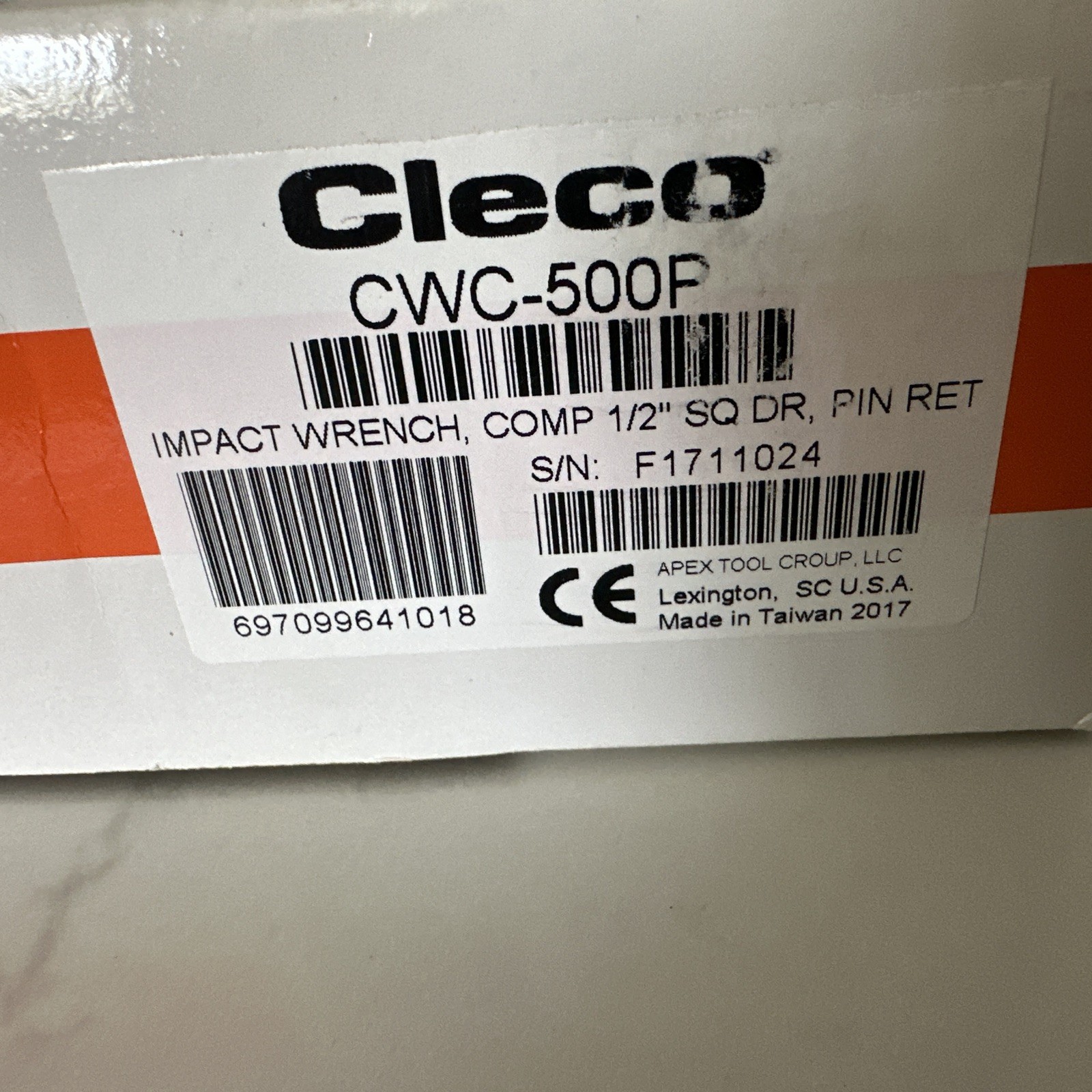 CLECO CWC-500P Air Impact Wrench 1/2” Drive Pin Amvil Air Powered 8000 RPM New