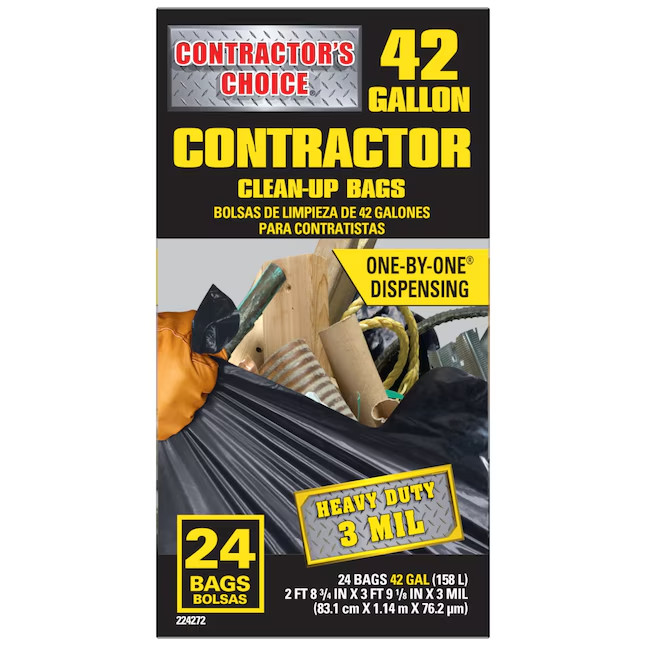 Contractor’s Choice 24-Count 42-Gallon Outdoor Clean Up Construction Trash Bags