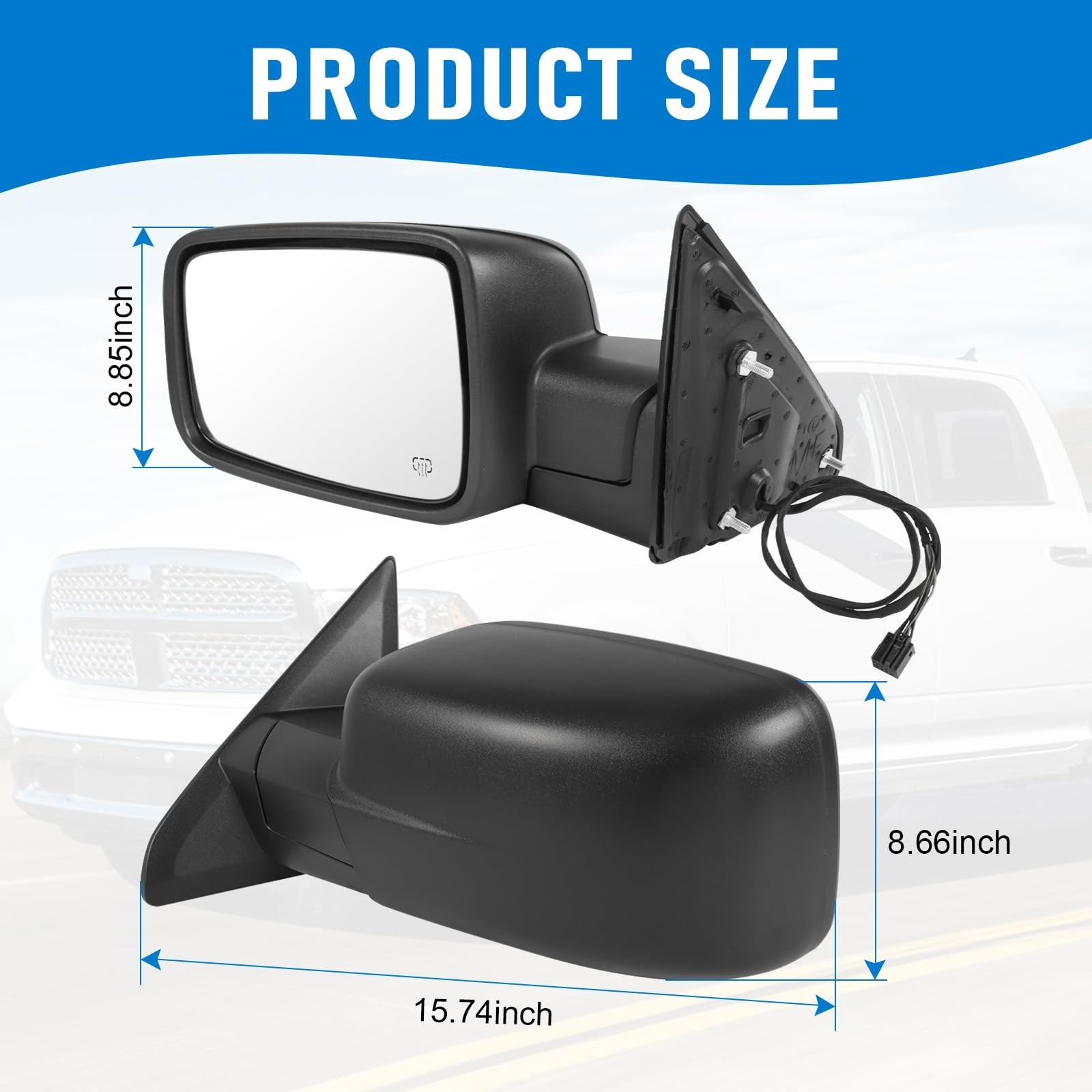 Left Driver Side Door Mirror Heated Power Glass Manual Folding (6Pins) | Comp…