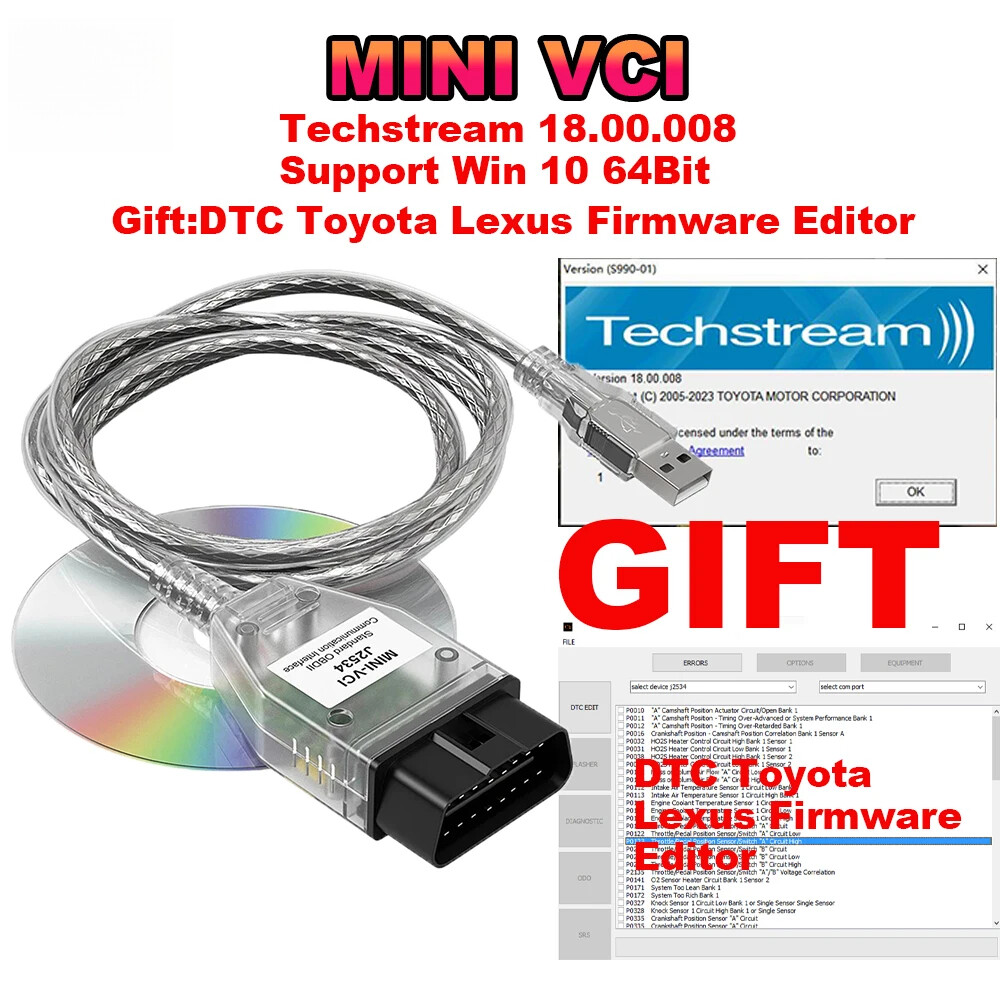 For Toyota TIS Techstream V18.00.008 FTDI FT232RL OBD2 Diagnostic Cable until