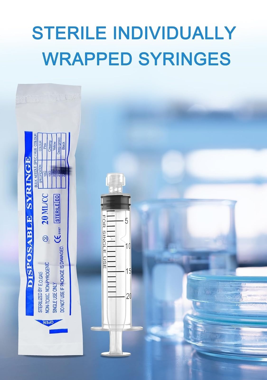 Luer Lock Syringe 20ml – Sterile Disposable Syringe Pack of 10