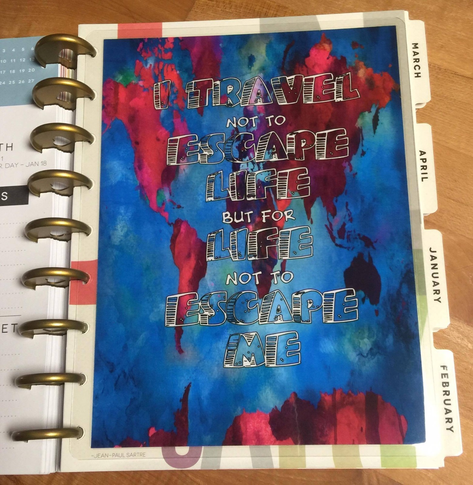 Watercolor Travel Quote 2 Sided DASHBOARD 4 use with Happy Planner