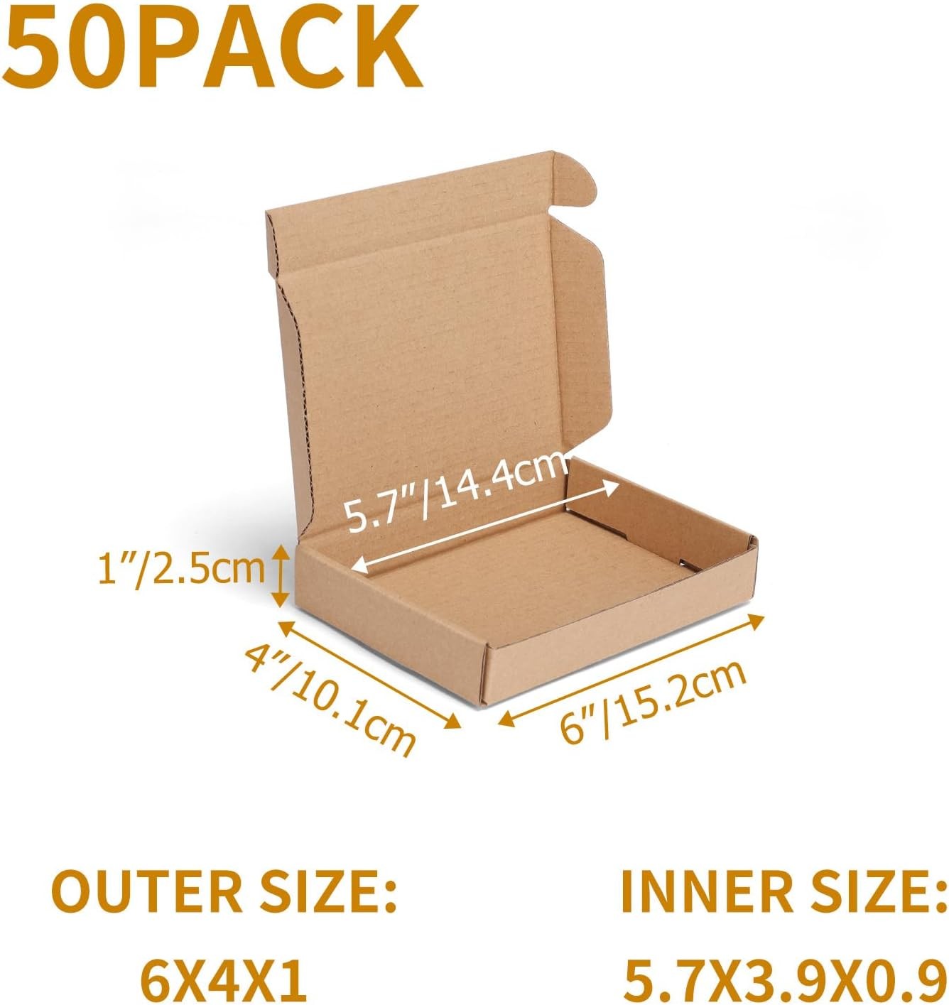 6X4X1 Inches Small Shipping Boxes Set of 50 – Brown Mailer Corrugated Cardboard