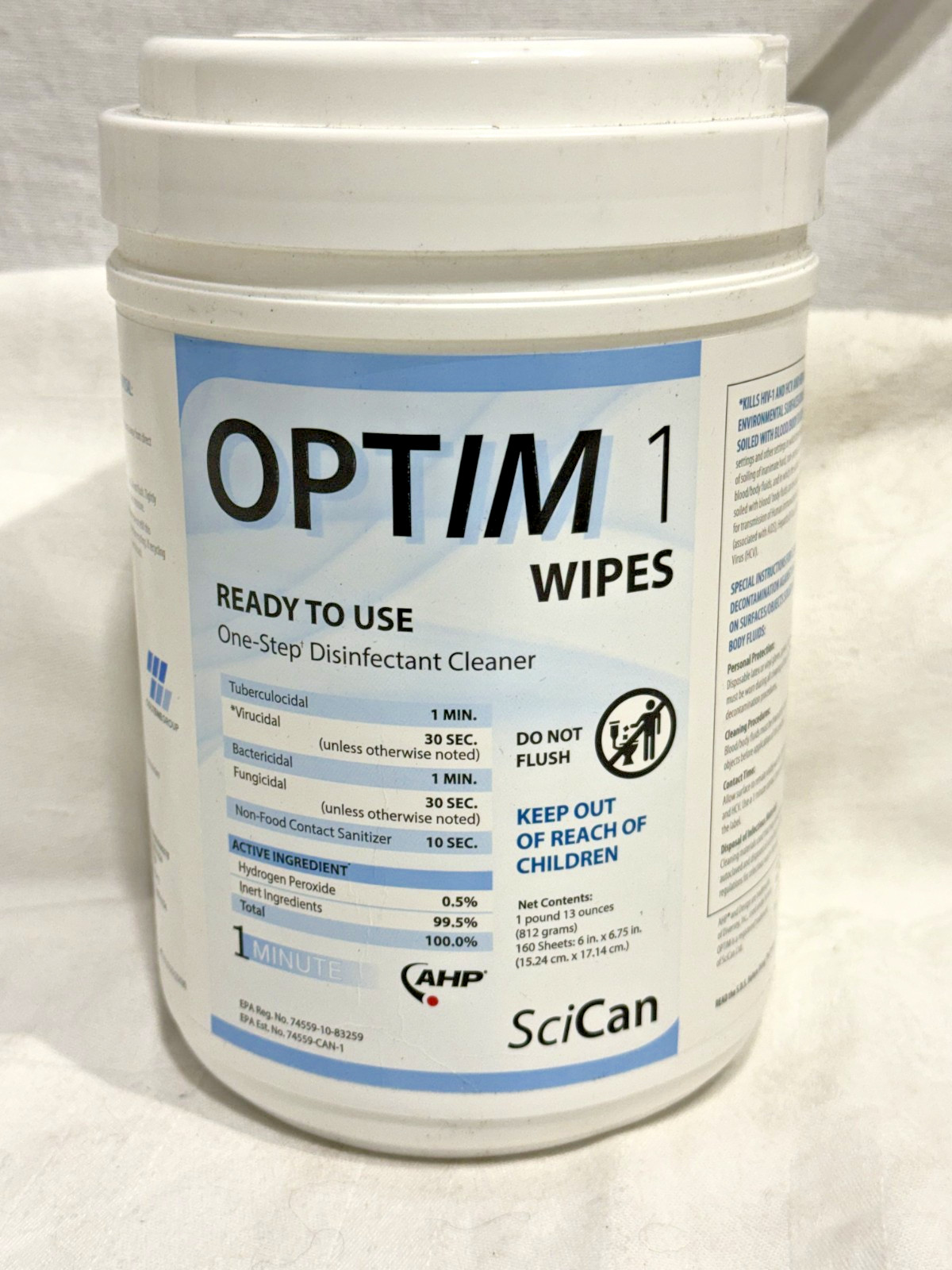 Scican OPT1-W12 Optim1 Wipes Disinfectant Surface Wipes Unscented SCI33W12 160Pk