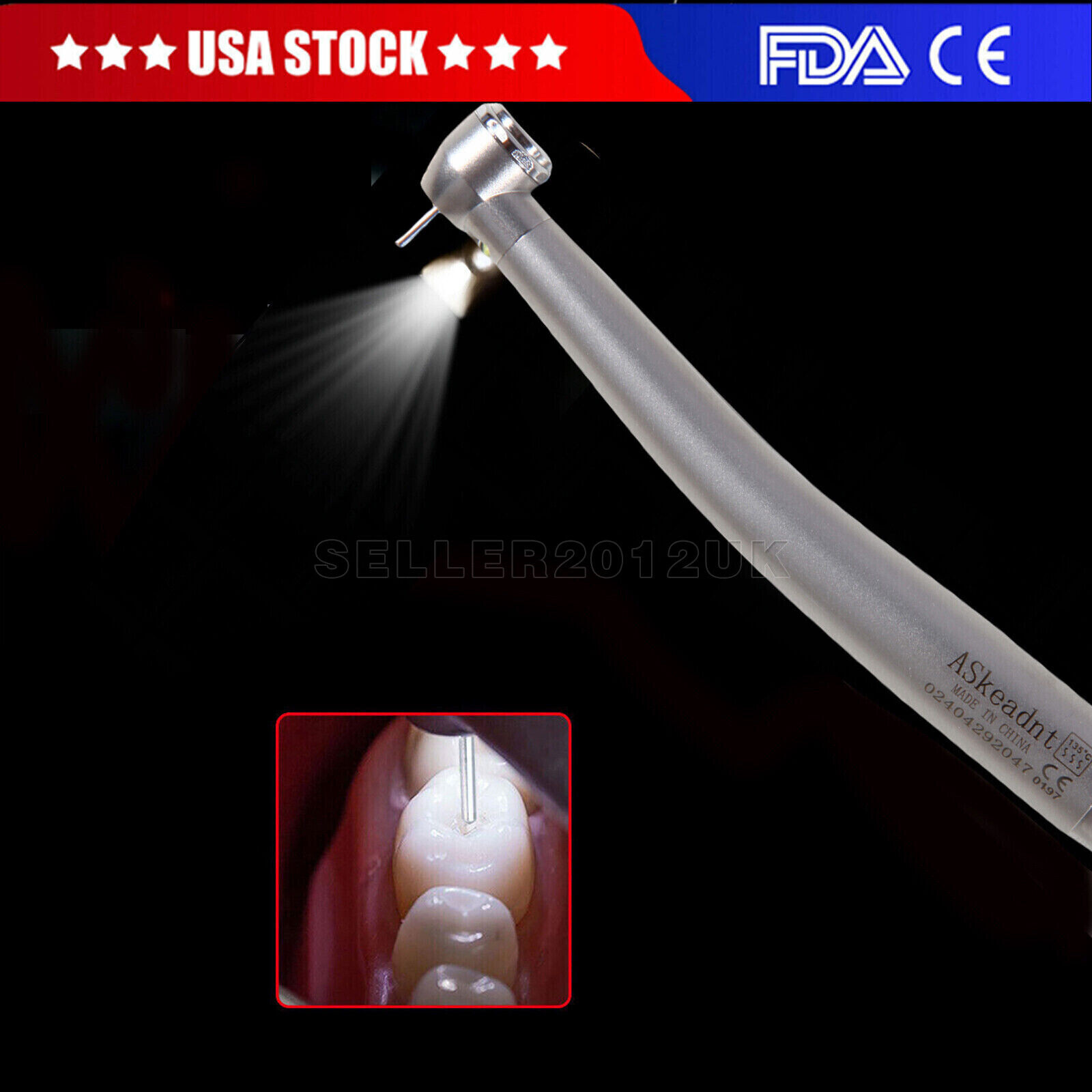Dental Fiber Optic LED E-generator High Speed Handpiece 2HOLE Borden