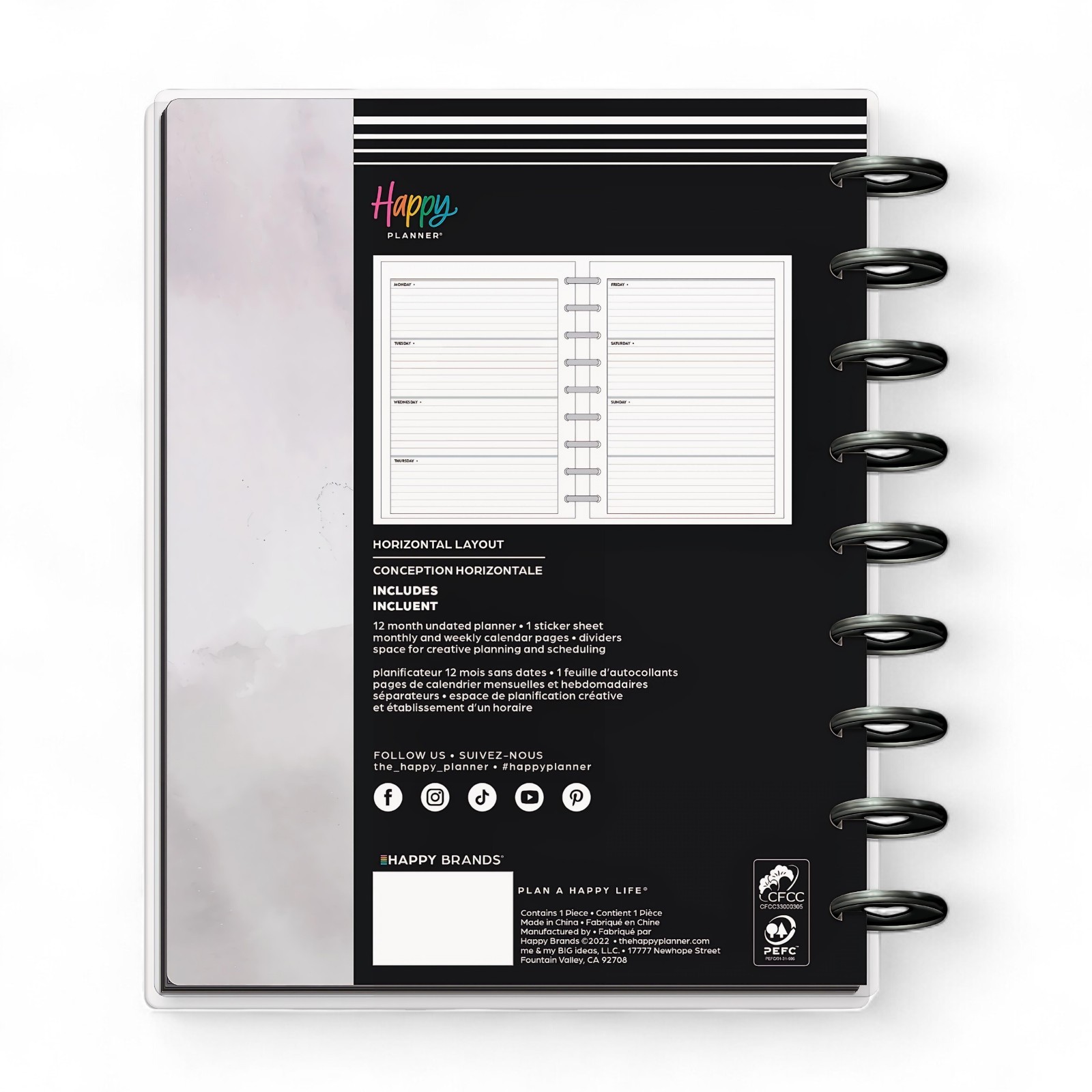 Happy Planner | Classic Undated 12 Month | Horizontal Layout | Watercolor | NEW