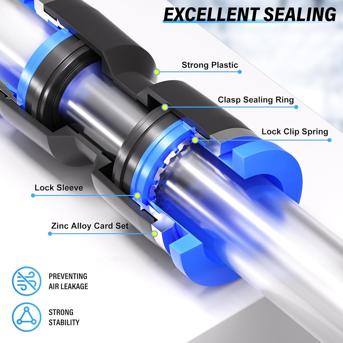 50PCS Air Line Fittings Straight Push Quick Release Connect Pneumatic Connectors