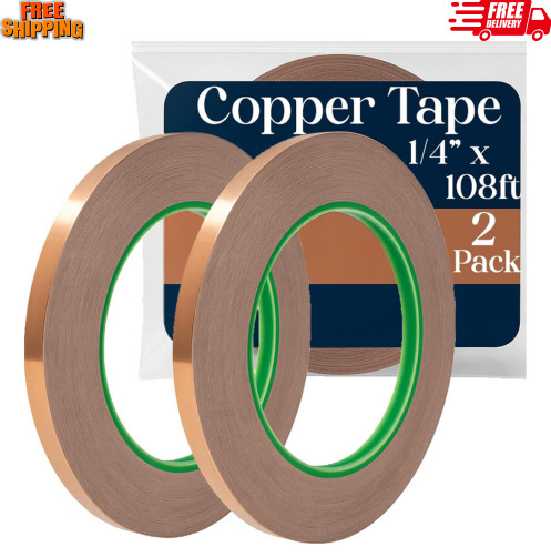 Professional 1/4″ x 108ft Copper Tape for Crafts, EMI Shielding & Slug Control