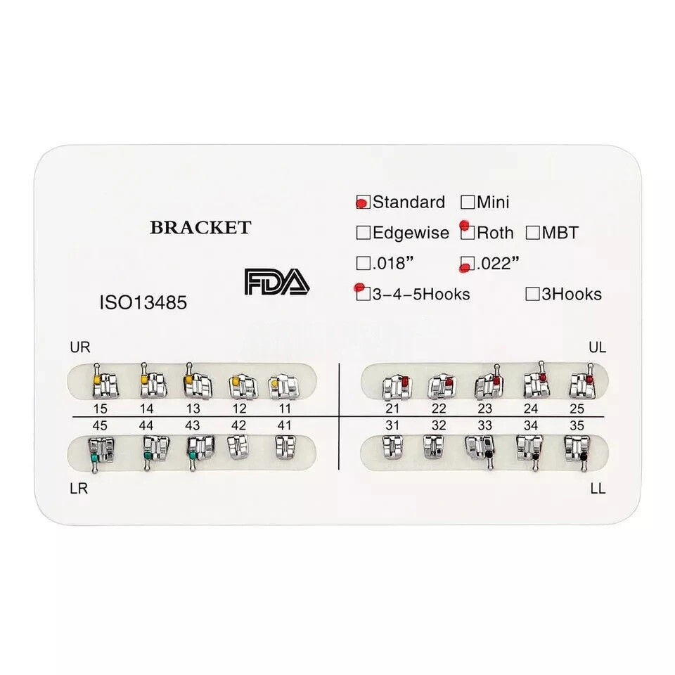 Dental Orthodontic Brackets Braces Mini Standard Roth MBT.022/.018 Hooks 3/3-4-5