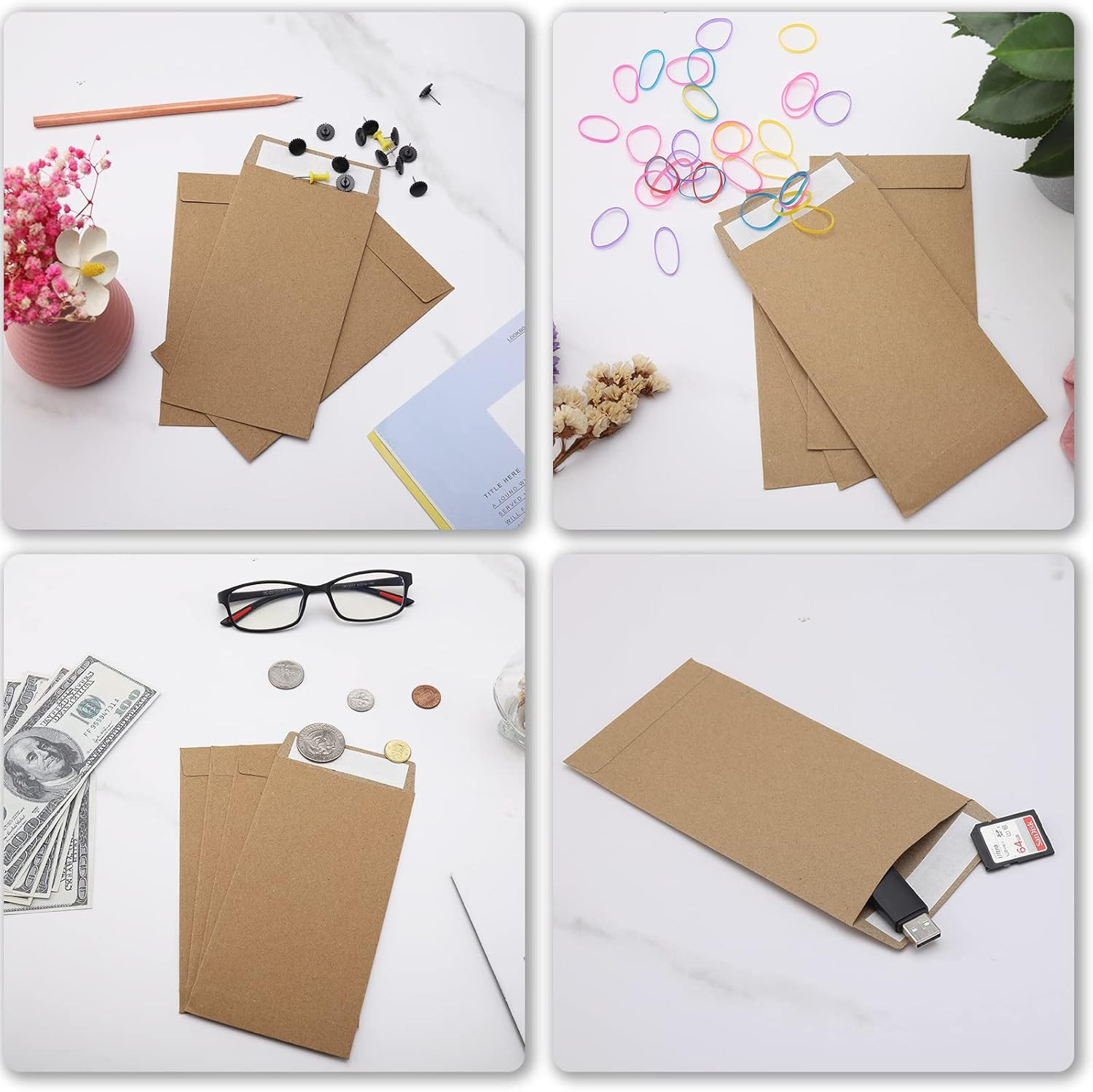 100 Pack Cash Envelopes Self Adhesive 6.7X3.5 Inch, Fit for Envelope Money Savin