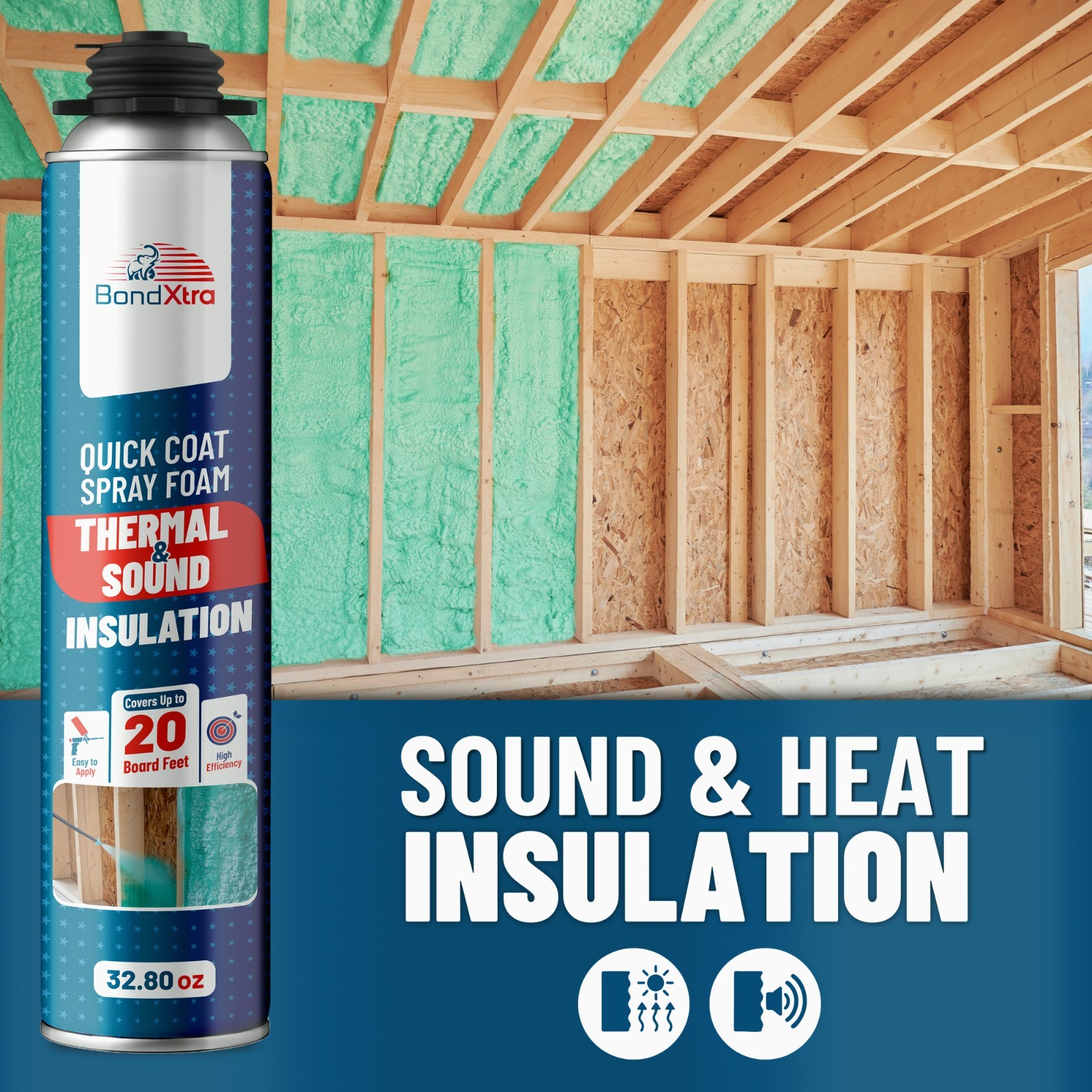 BondXtra Spray Foam Insulation Kit (36 x 32.80 oz/930 gr720 Brd ft) Self Expan
