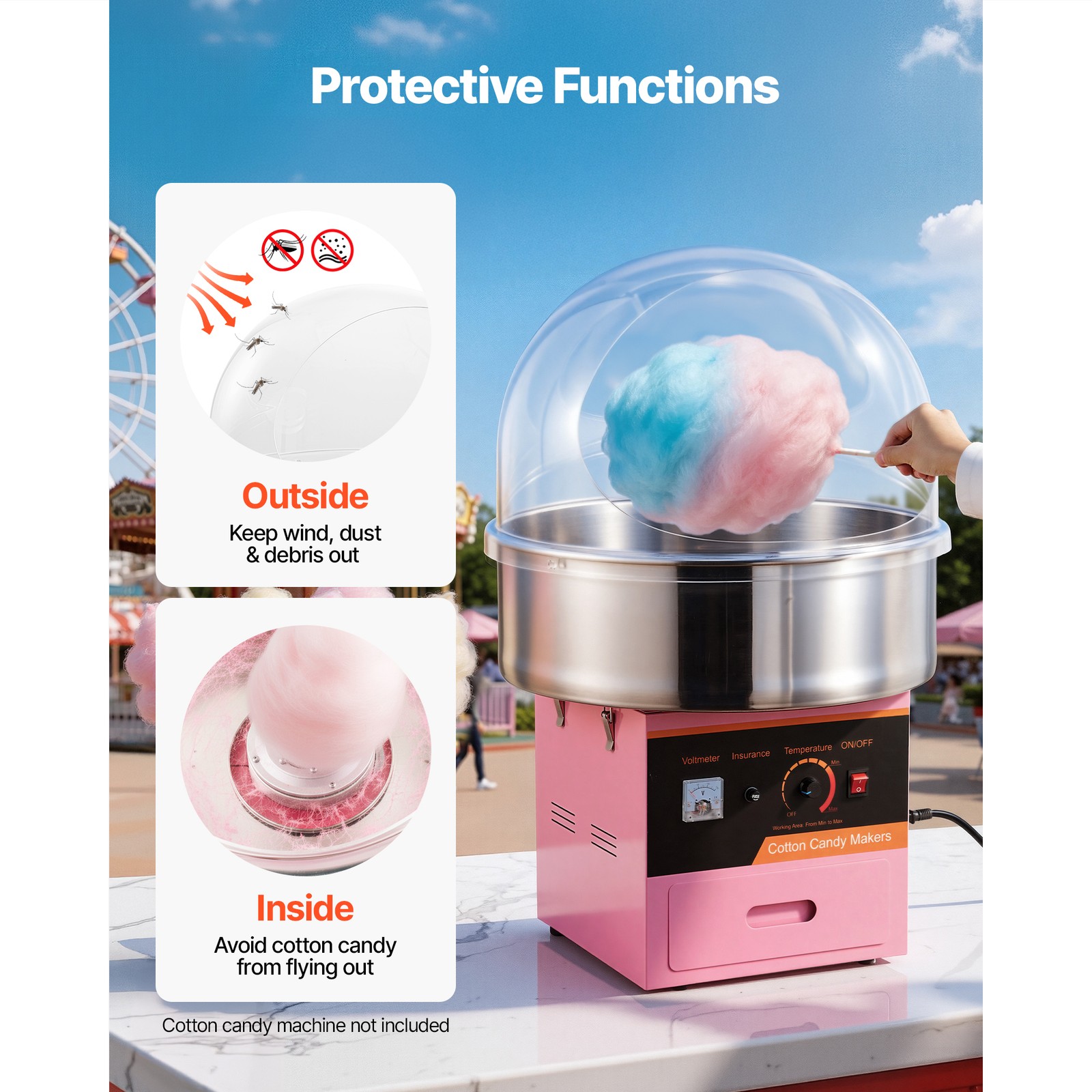 Uimoso Transparent Acrylic Dome Shield for Cotton Candy Machines