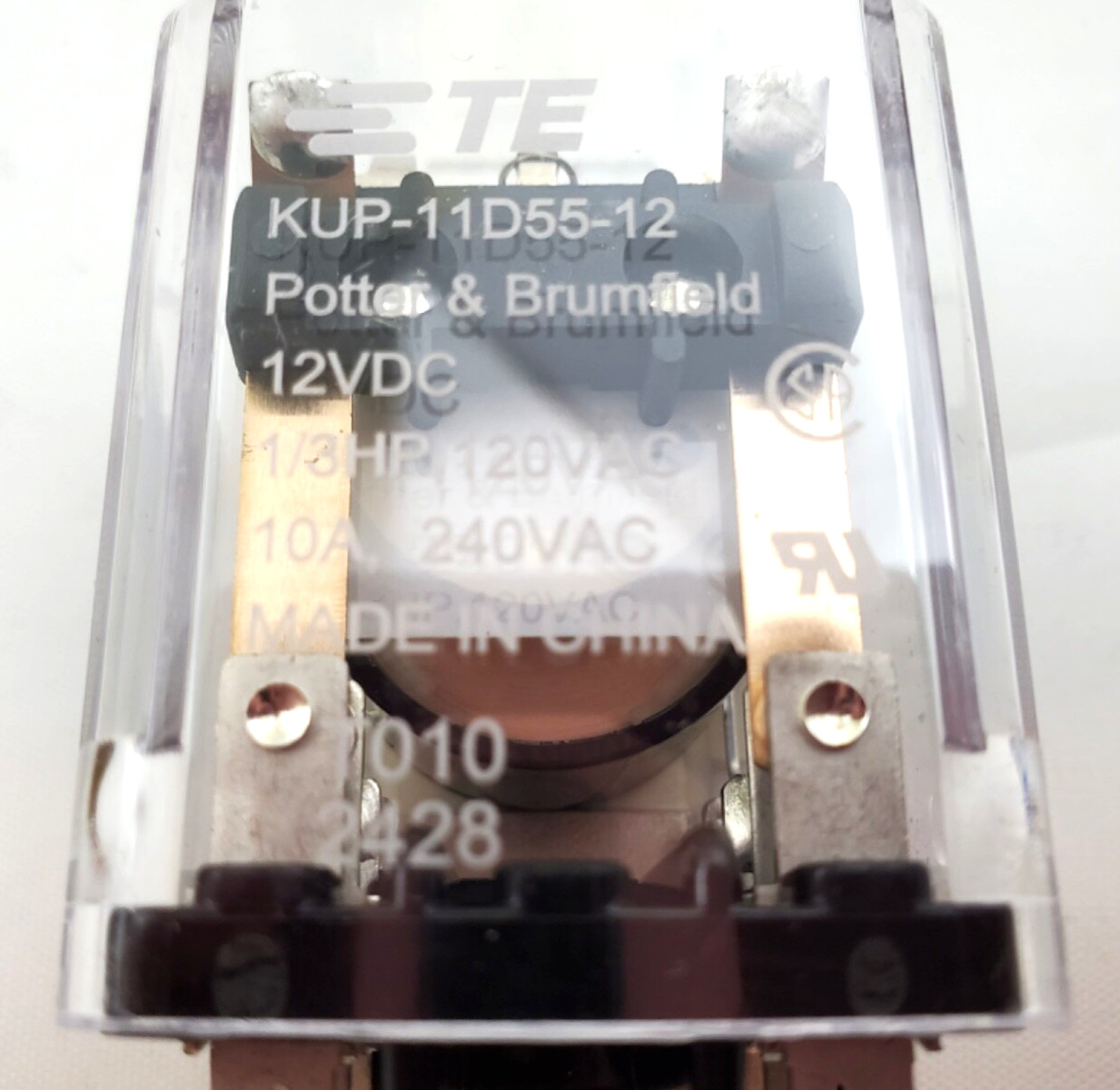 Potter Brumfield KUP-11D55-12 Ice Cube Relay 12 VDC 10 Amp DPDT Mounting Bracket