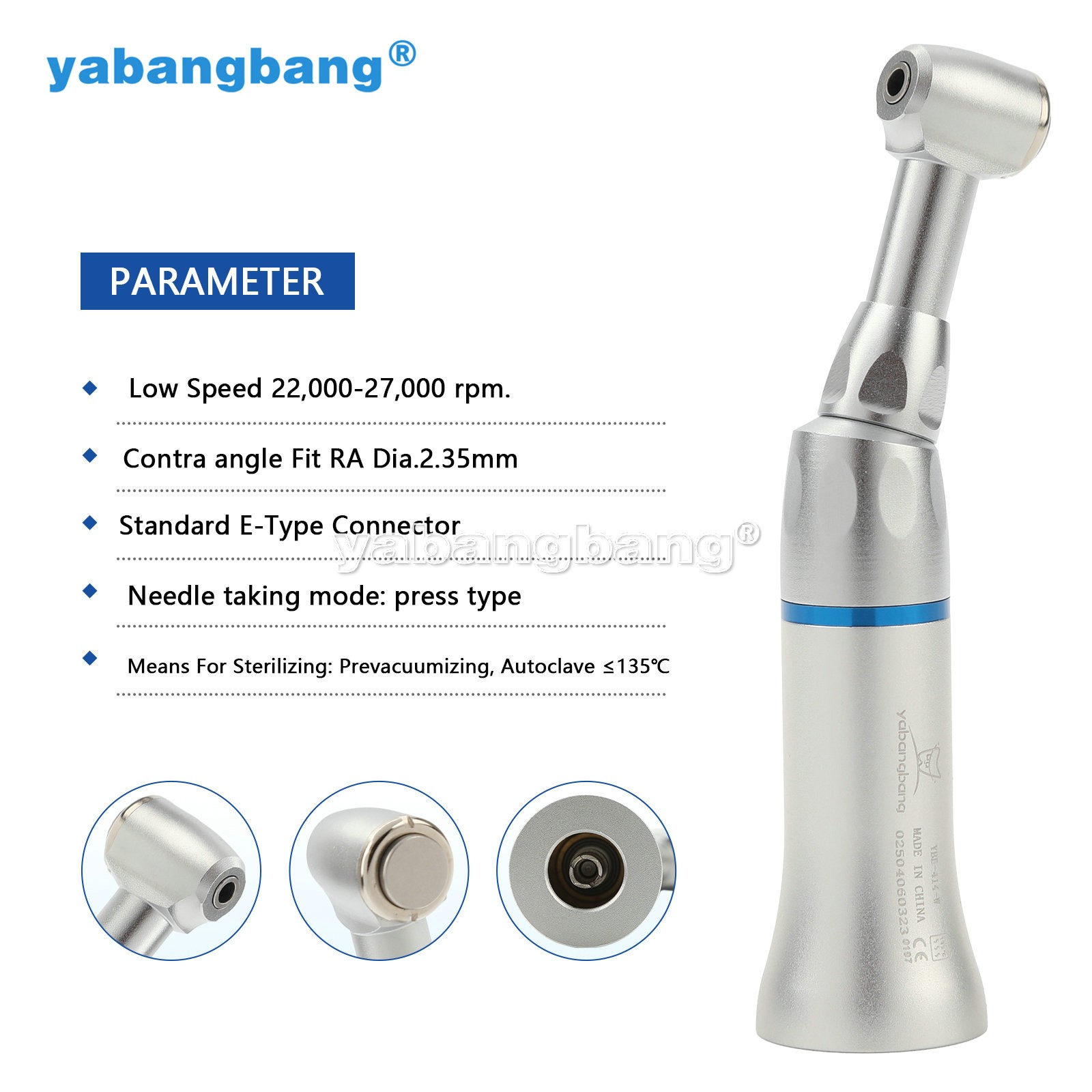 NSK Style Dental Push Button Slow Low Speed Contra Angle Handpiece PAD CA 2.35mm