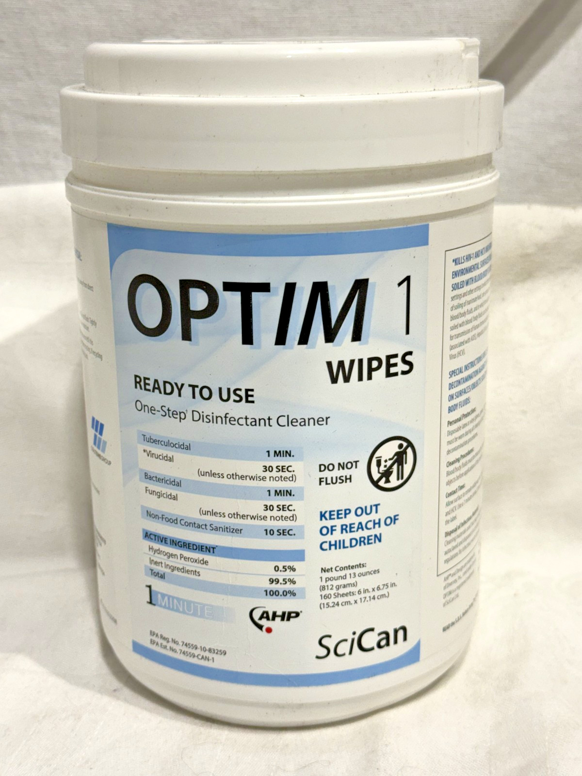 Scican OPT1-W12 Optim1 Wipes Disinfectant Surface Wipes Unscented SCI33W12 160Pk