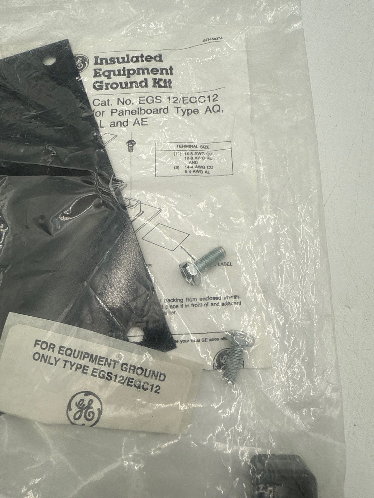 GE EGS 12/EGC12 Insulated Ground For Panelboard Type AQ AL and AE