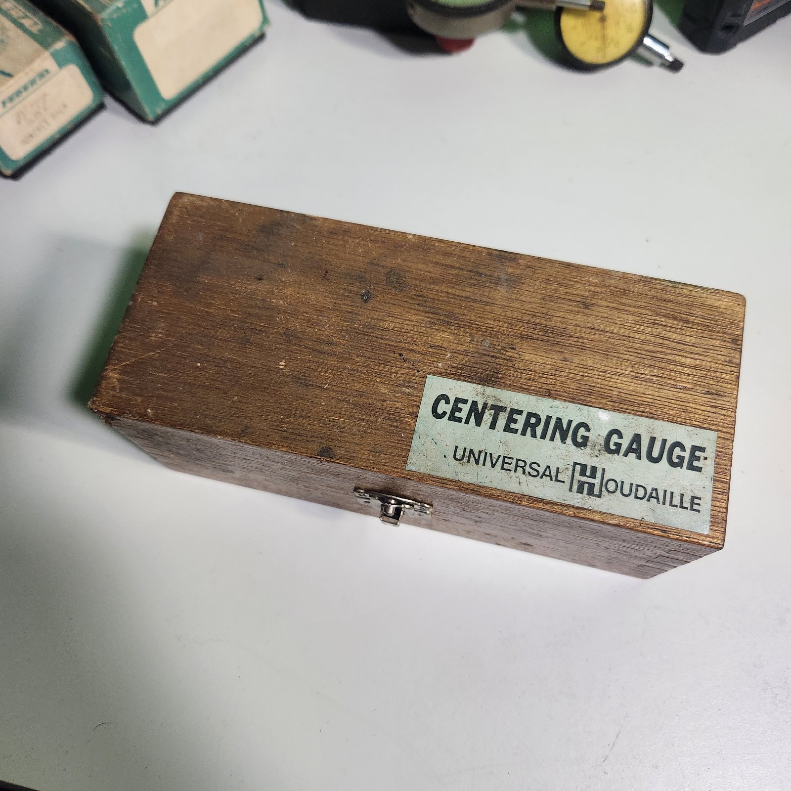 Universal Houdaille Centering Gauge Machinist Tool w/ Wooden Case