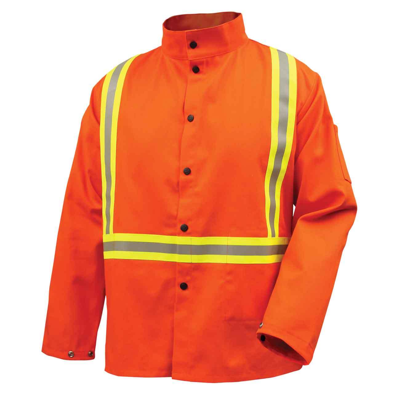 Black Stallion JF1010 Welding Jacket with FR Reflective Tape, Orange, Large
