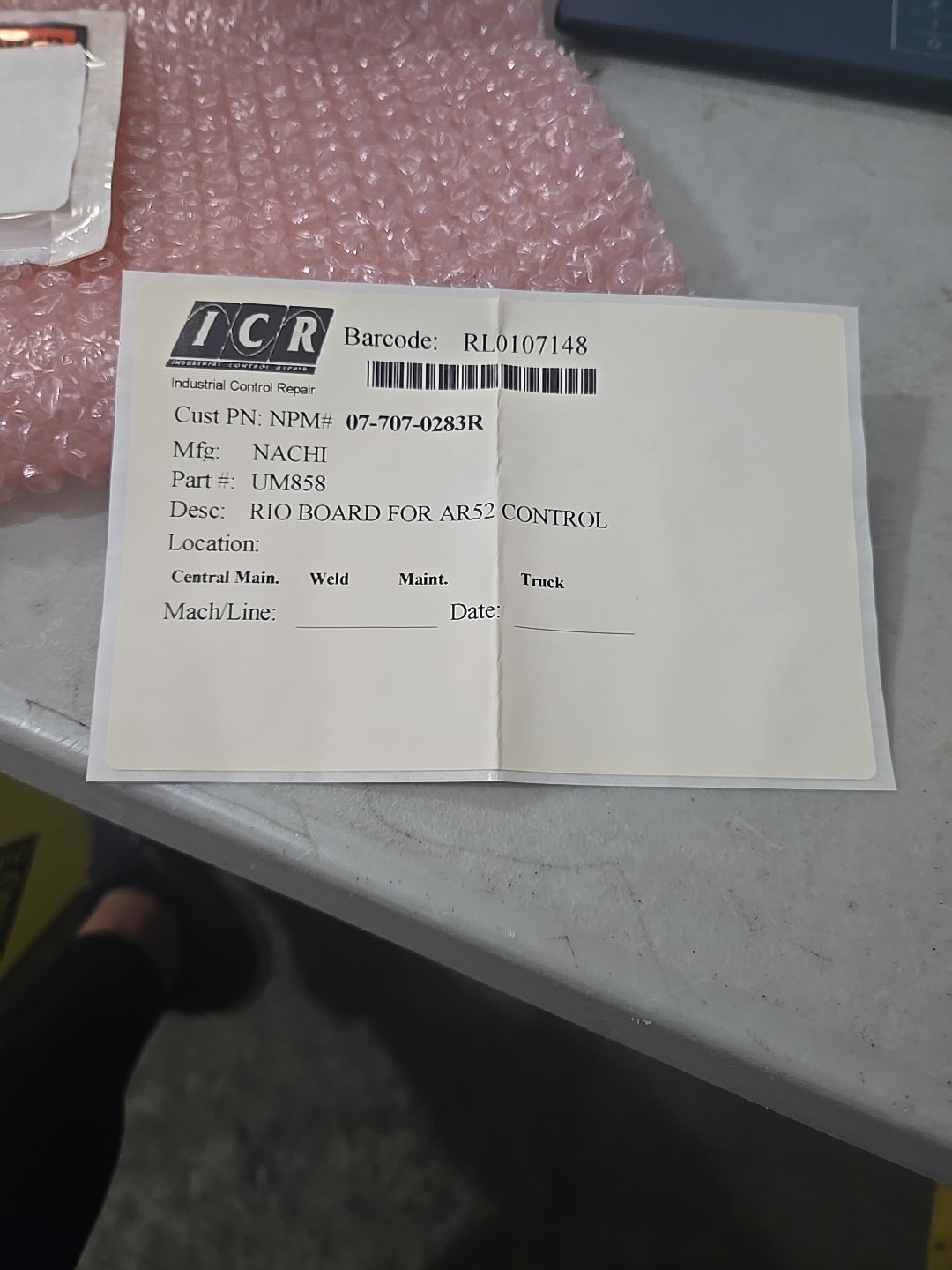 NACHI CONTROL BOAD PART NO. UM858