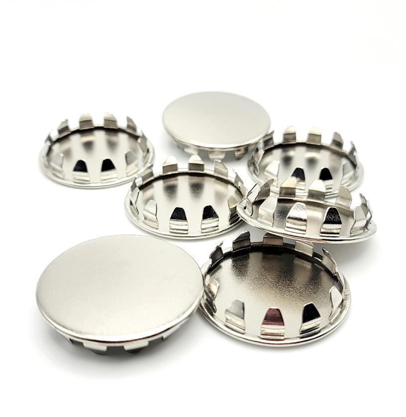 7/8” Metal Snap in Panel Plugs Bright Nickel Plated Steel Hole Cover .875 Silver