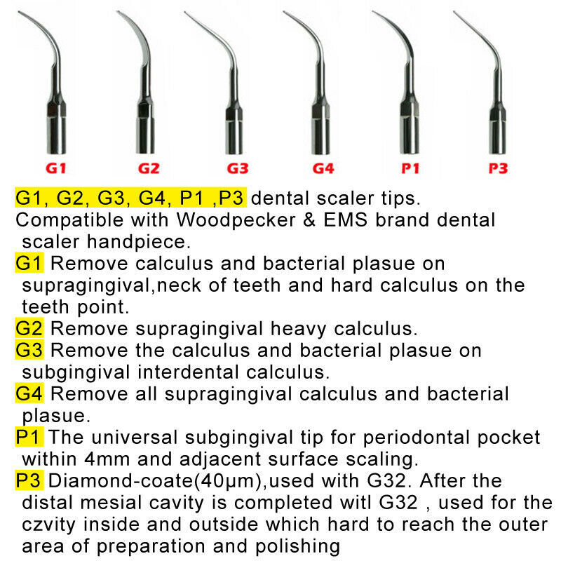 Dental Ultrasonic Piezo Scaler Tips fit EMS Woodpecker / DTE SATELEC CE FDA